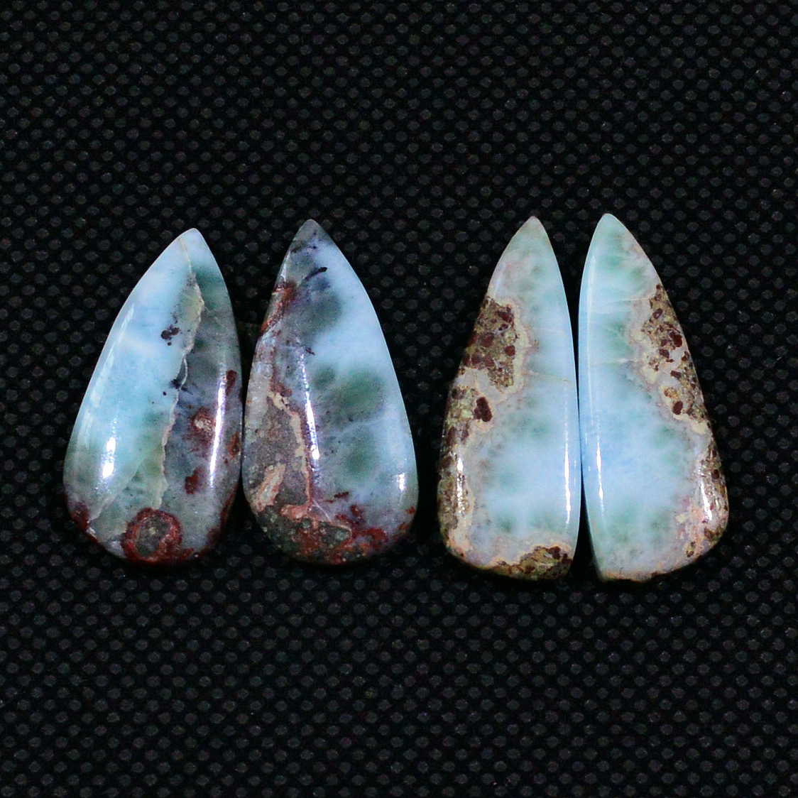 2 Pairs 435Cts Handmade Natural Larimar Gemstone Cabochon Pairs For Dangle Earrings 25x9 24x10mm 19149