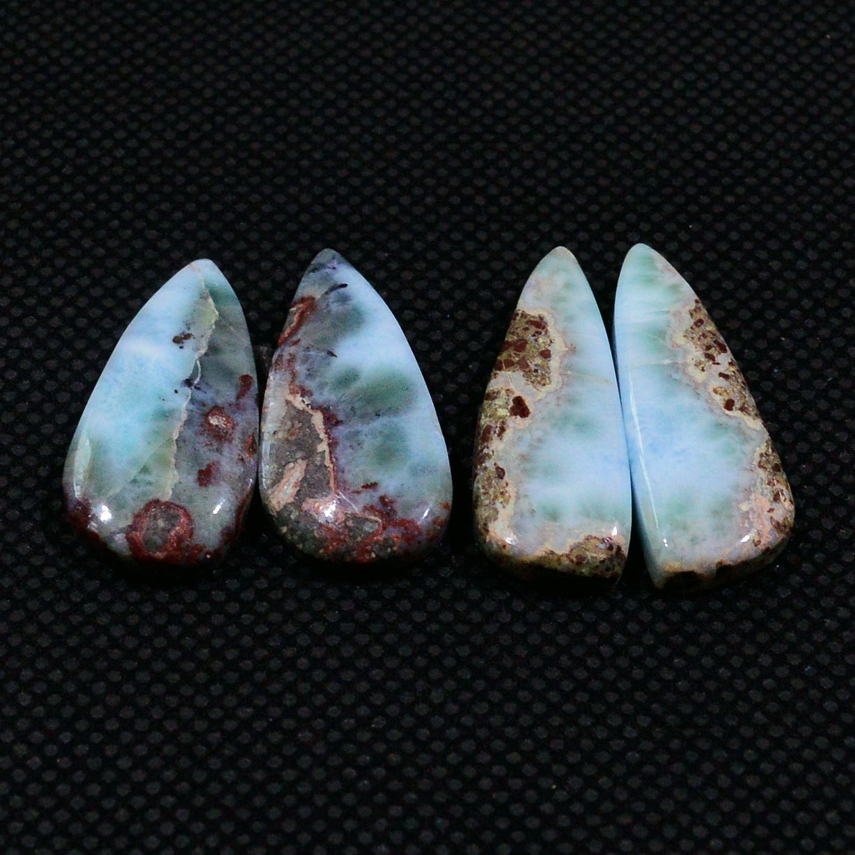 2 Pairs 435Cts Handmade Natural Larimar Gemstone Cabochon Pairs For Dangle Earrings 25x9 24x10mm 19149