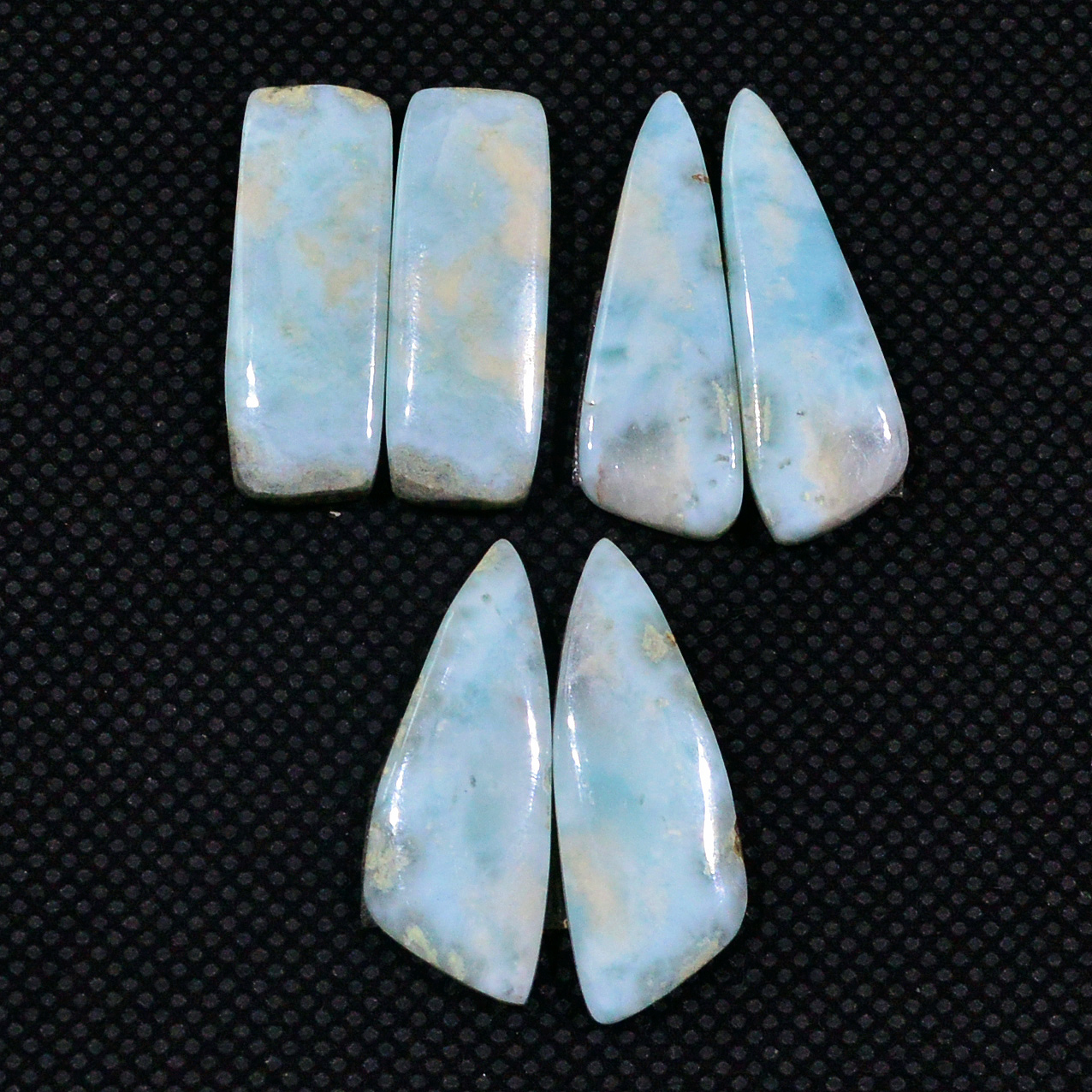 3 Pairs 57Cts Natural Larimar Cabochon Gemstone Earrings Pairs Statement Jewelry 24X7 26X9mm 19153