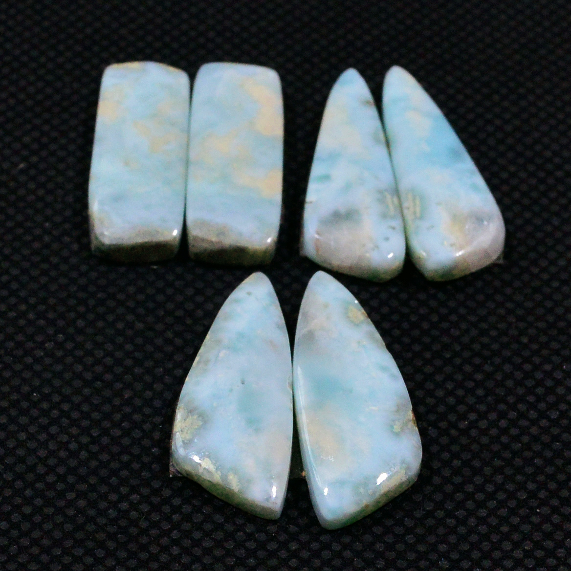 3 Pairs 57Cts Natural Larimar Cabochon Gemstone Earrings Pairs Statement Jewelry 24X7 26X9mm 19153