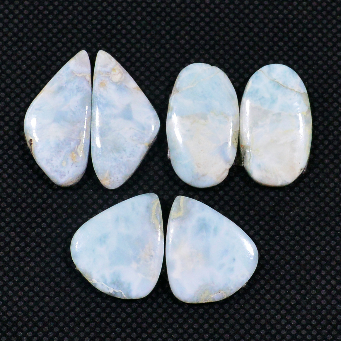 3 Pairs 66Cts Natural Larimar Cabochon Gemstone Earrings Pairs Statement Jewelry 23X10 17X15mm 19154
