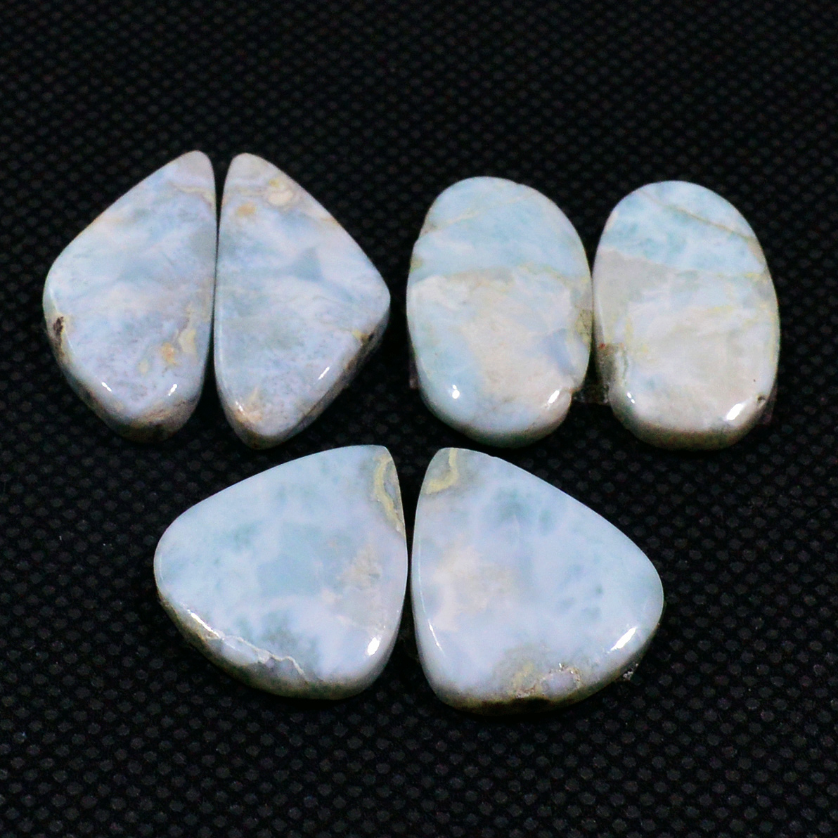 3 Pairs 66Cts Natural Larimar Cabochon Gemstone Earrings Pairs Statement Jewelry 23X10 17X15mm 19154