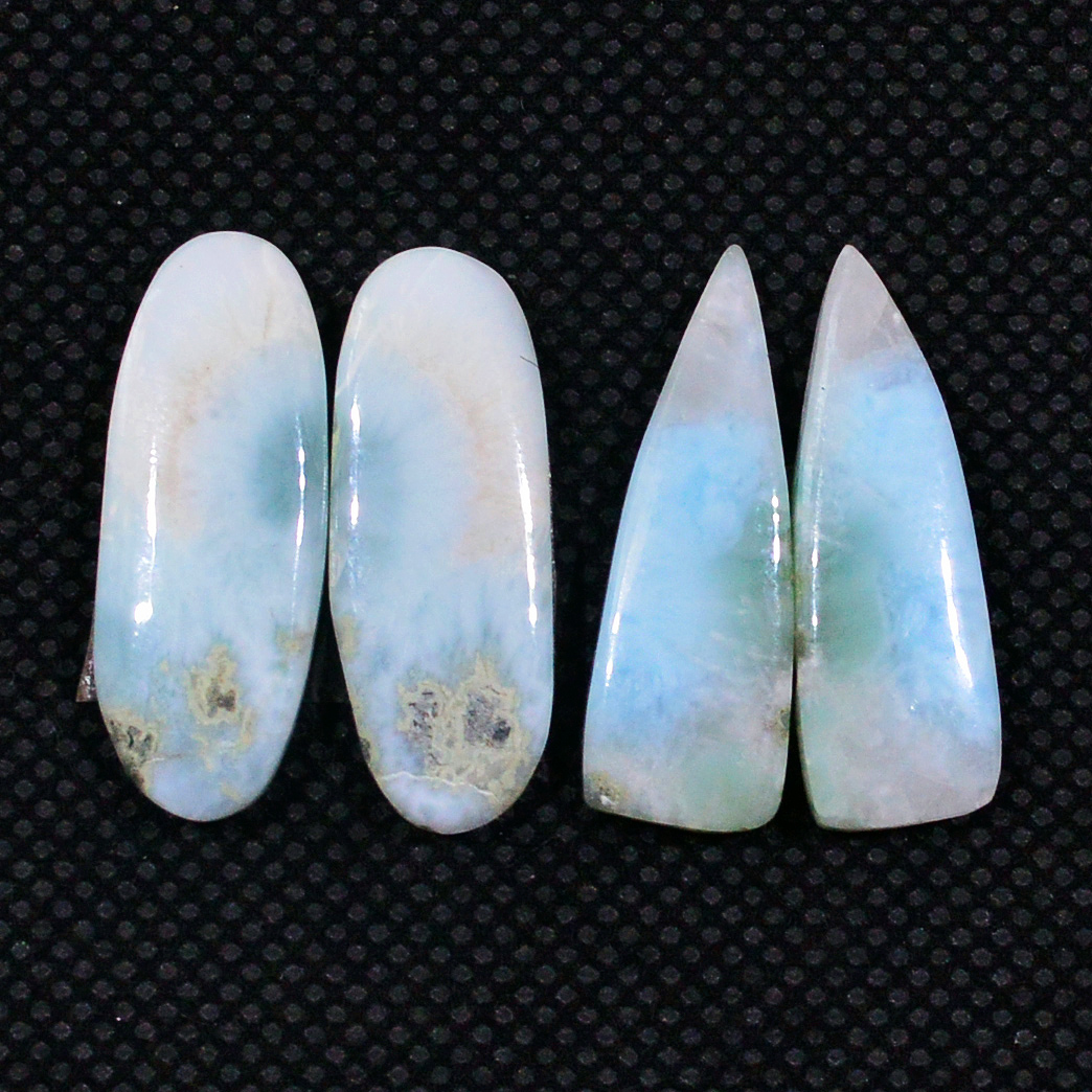 2 Pairs 35Cts Natural Larimar Cabochon Gemstone Earrings Pairs Statement Jewelry 24X7 24X7mm 19157