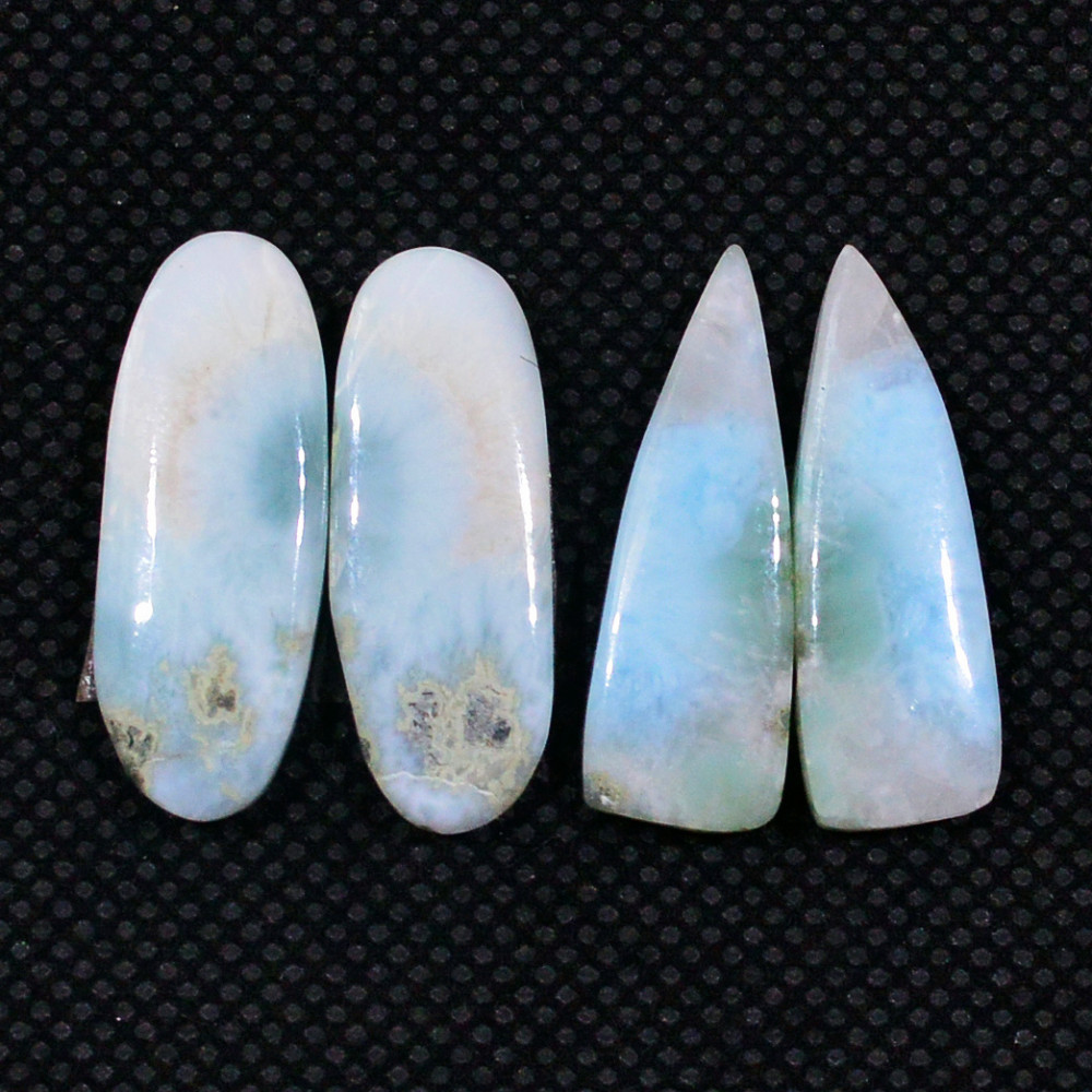 Image of 2 Pairs 35Cts Natural Larimar Cabochon Gemstone Earrings Pairs Statement Jewelry 24X7  24X7mm #19157