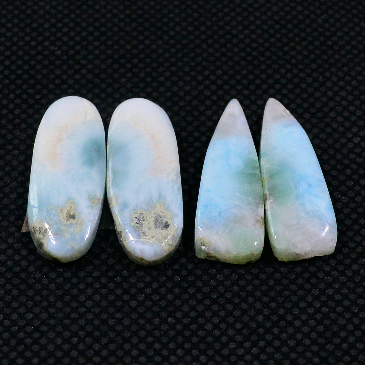 2 Pairs 35Cts Natural Larimar Cabochon Gemstone Earrings Pairs Statement Jewelry 24X7 24X7mm 19157