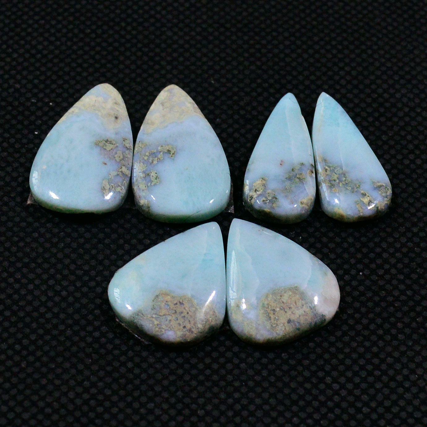 3 Pairs 60Cts Natural Larimar Cabochon Gemstone Earrings Pairs Statement Jewelry 23X11 18X13mm 19160