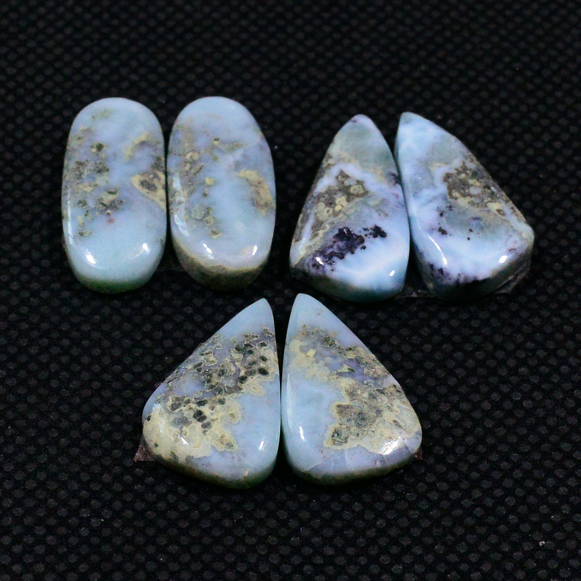 3 Pairs 47Cts Natural Larimar Cabochon Gemstone Earrings Pairs Statement Jewelry 19x7 12x9mm 19162