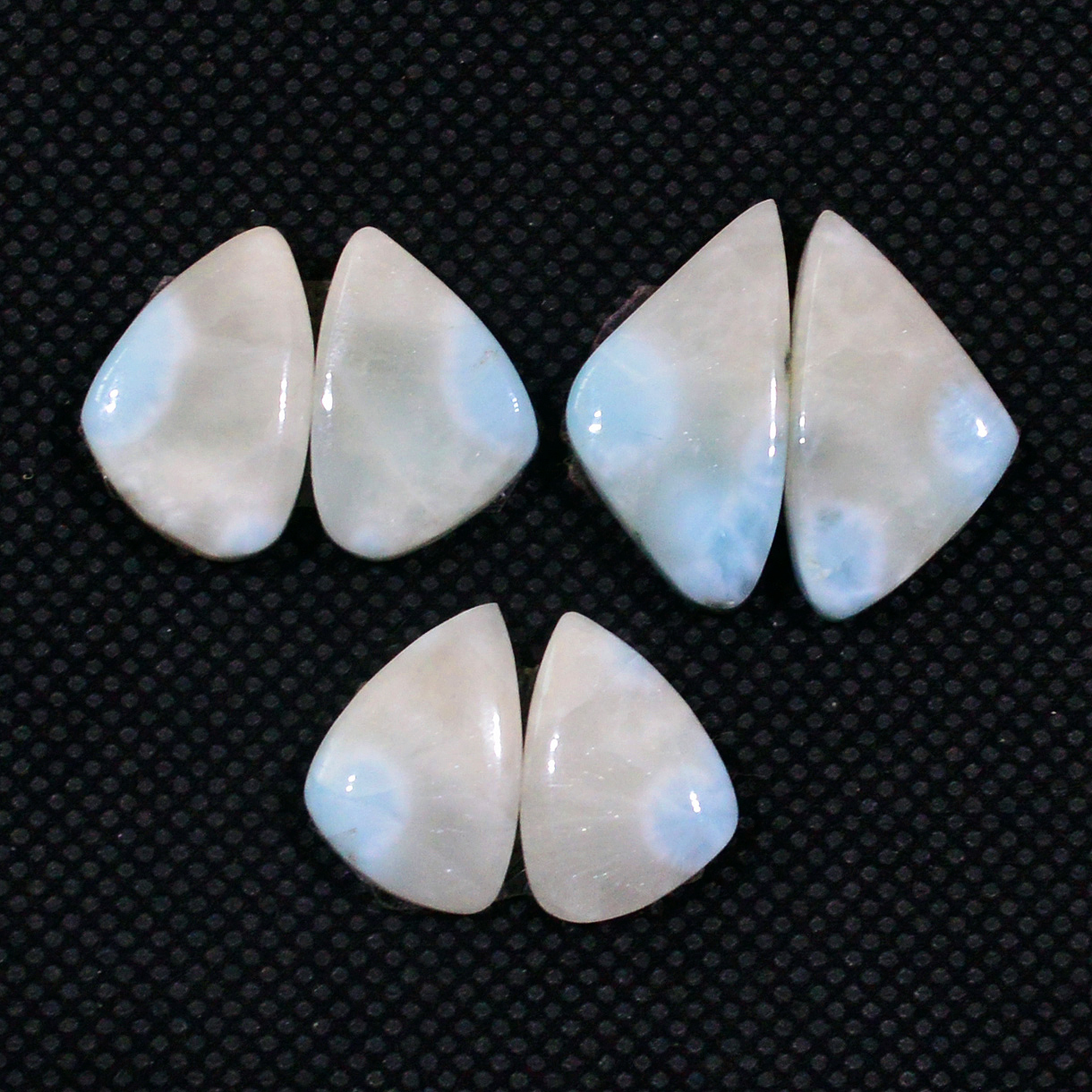 3 Pairs 46Cts Natural Larimar Cabochon Gemstone Earrings Pairs Statement Jewelry 18x9 15x9mm 19164