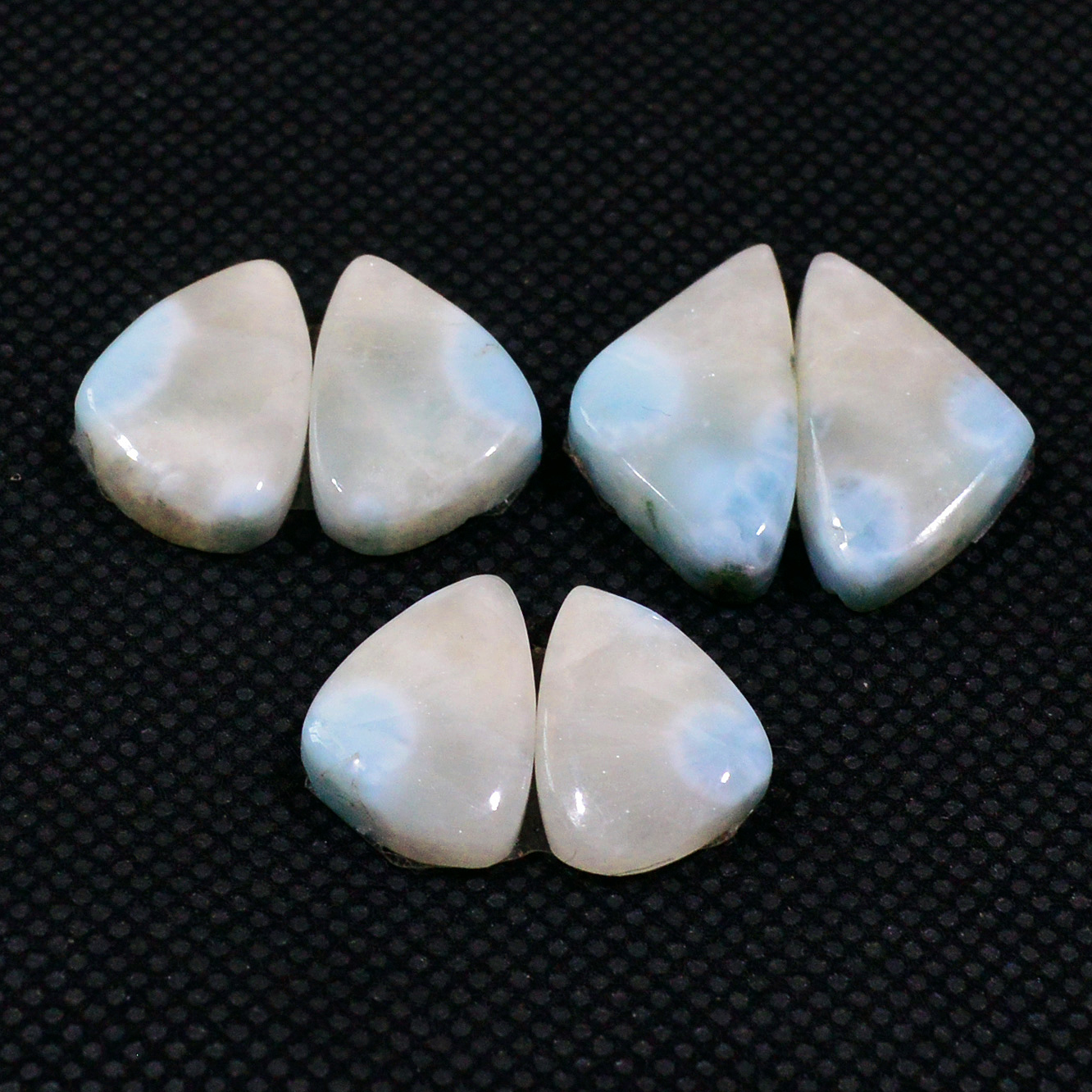 3 Pairs 46Cts Natural Larimar Cabochon Gemstone Earrings Pairs Statement Jewelry 18x9 15x9mm 19164