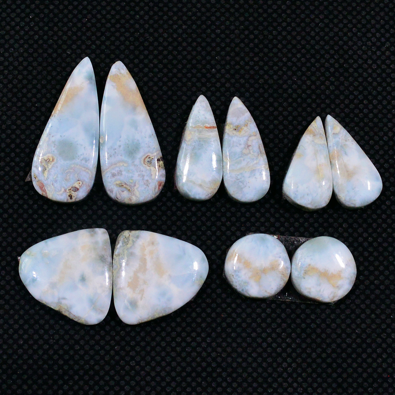5 Pairs 785Cts Natural Larimar Cabochon Gemstone Earrings Pairs Statement Jewelry 25x10 10x10mm 19165