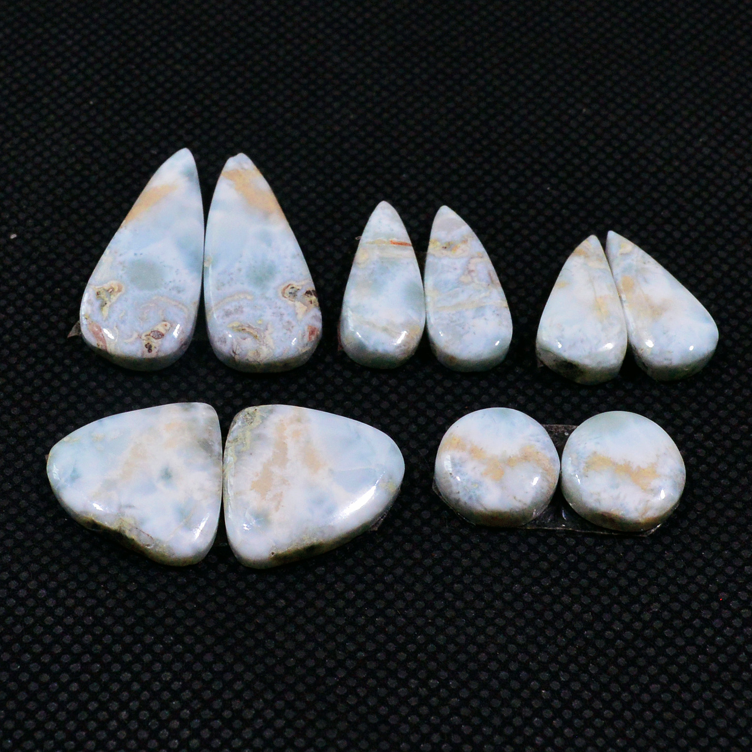 5 Pairs 785Cts Natural Larimar Cabochon Gemstone Earrings Pairs Statement Jewelry 25x10 10x10mm 19165