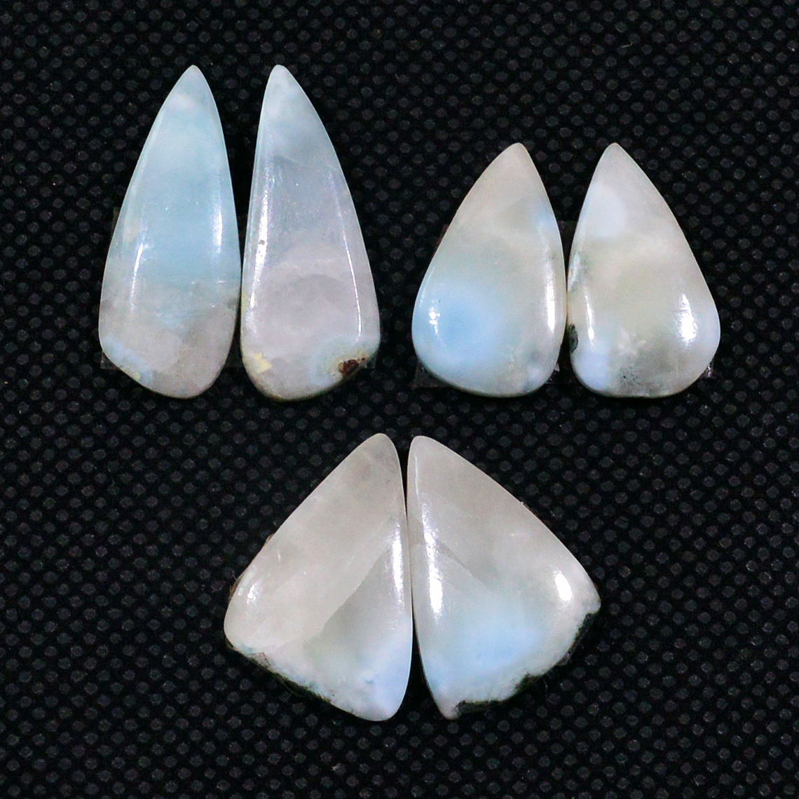 3 Pairs 42Cts Natural Larimar Cabochon Gemstone Earrings Pairs Statement Jewelry 23x8 17x9mm 19166