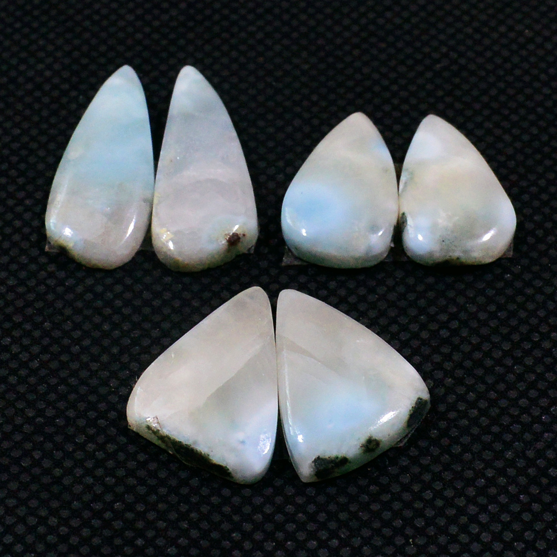 3 Pairs 42Cts Natural Larimar Cabochon Gemstone Earrings Pairs Statement Jewelry 23x8 17x9mm 19166