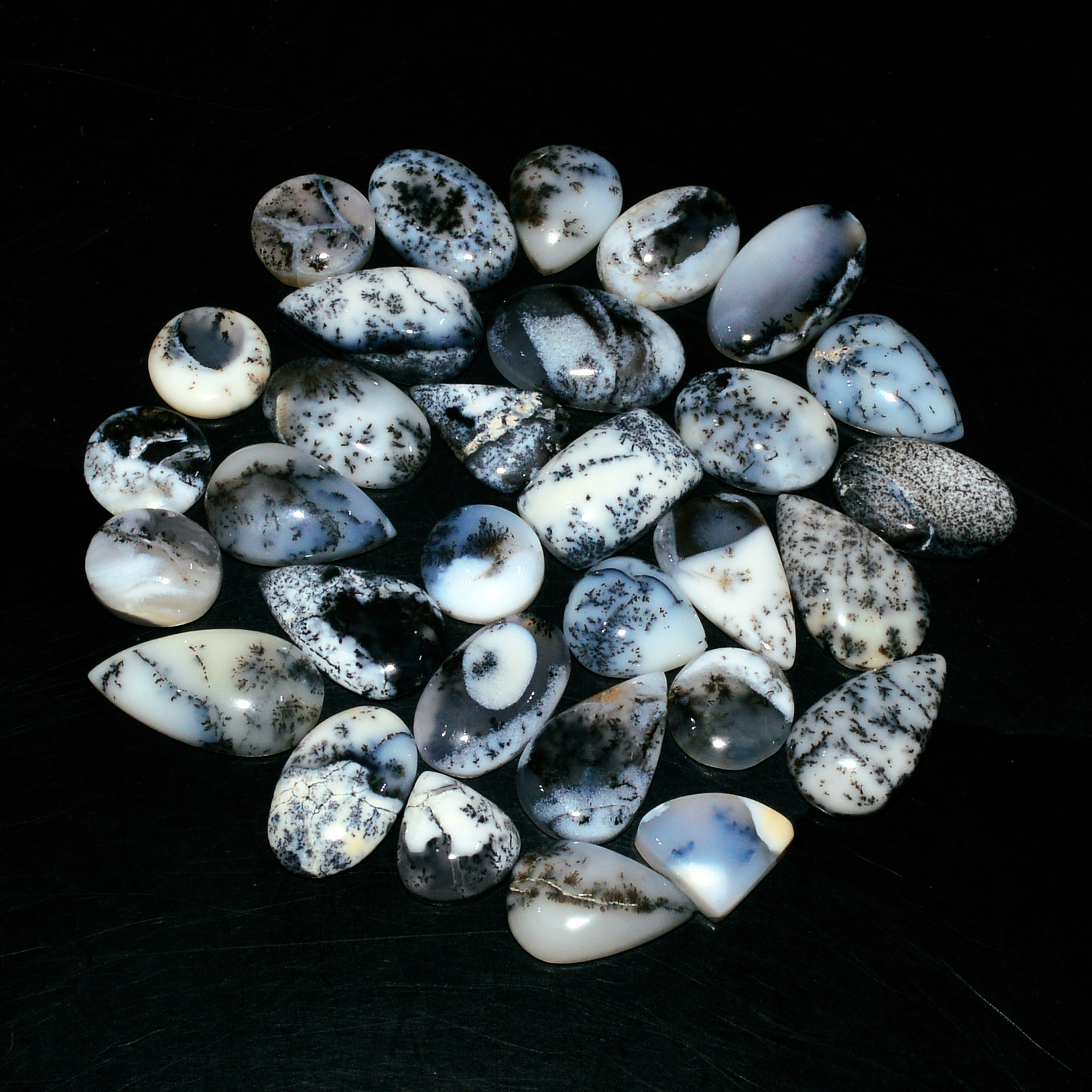 31Piece 138Cts Natural Dendrite Agate Cabochon Gemstone lot 18x9  9x9mm 19168