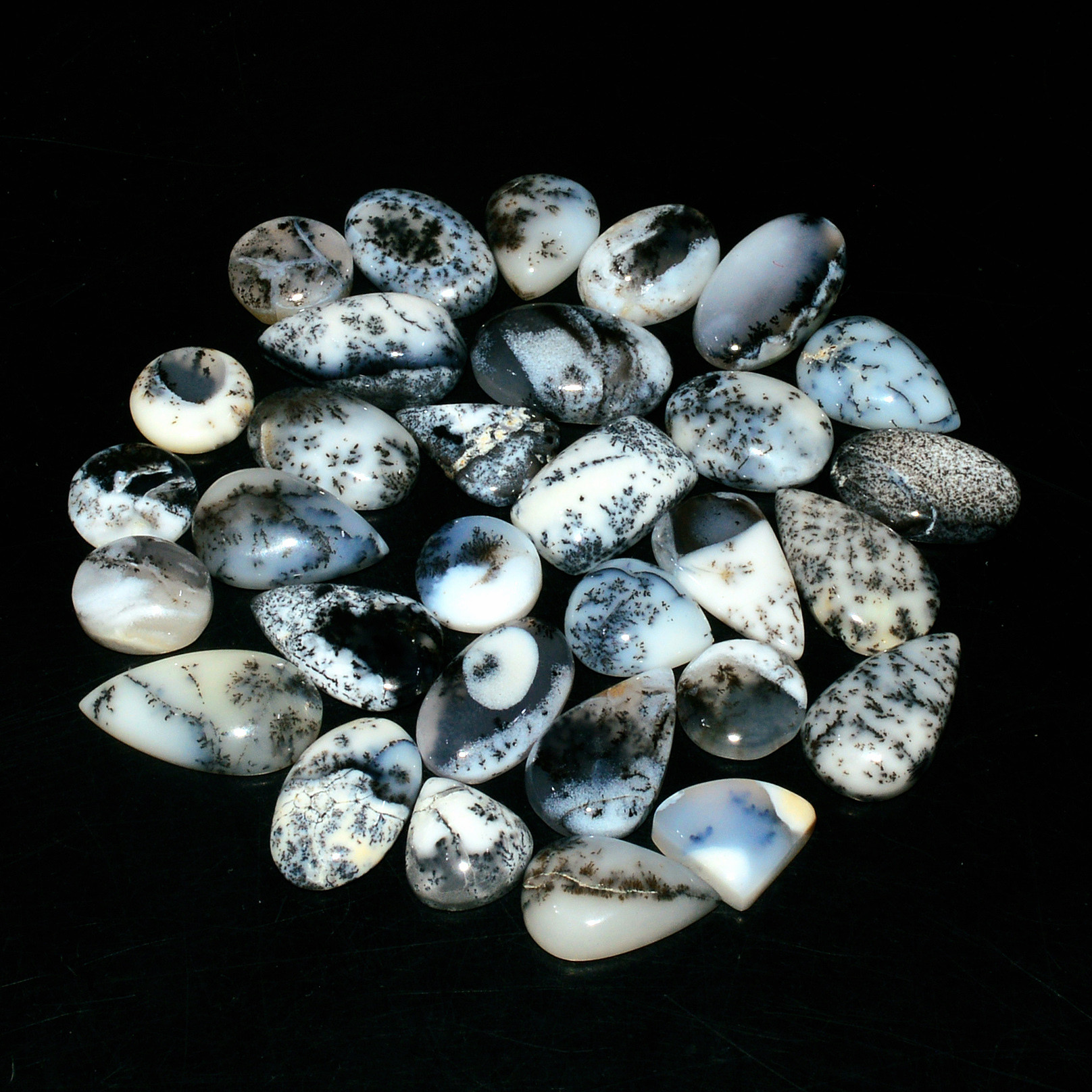 31Piece 138Cts Natural Dendrite Agate Cabochon Gemstone lot 18x9  9x9mm 19168