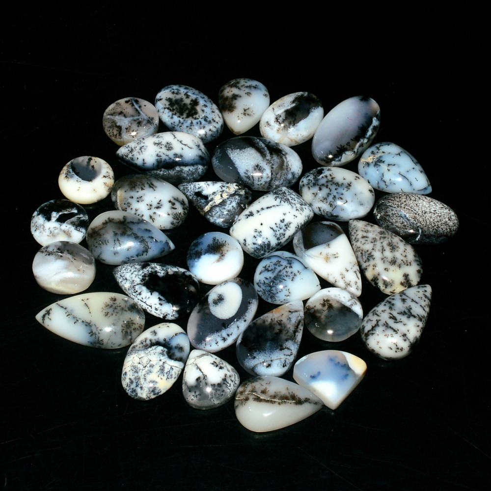 Image of 31Piece 138Cts Natural Dendrite Agate Cabochon Gemstone lot 18x9  9x9mm #19168