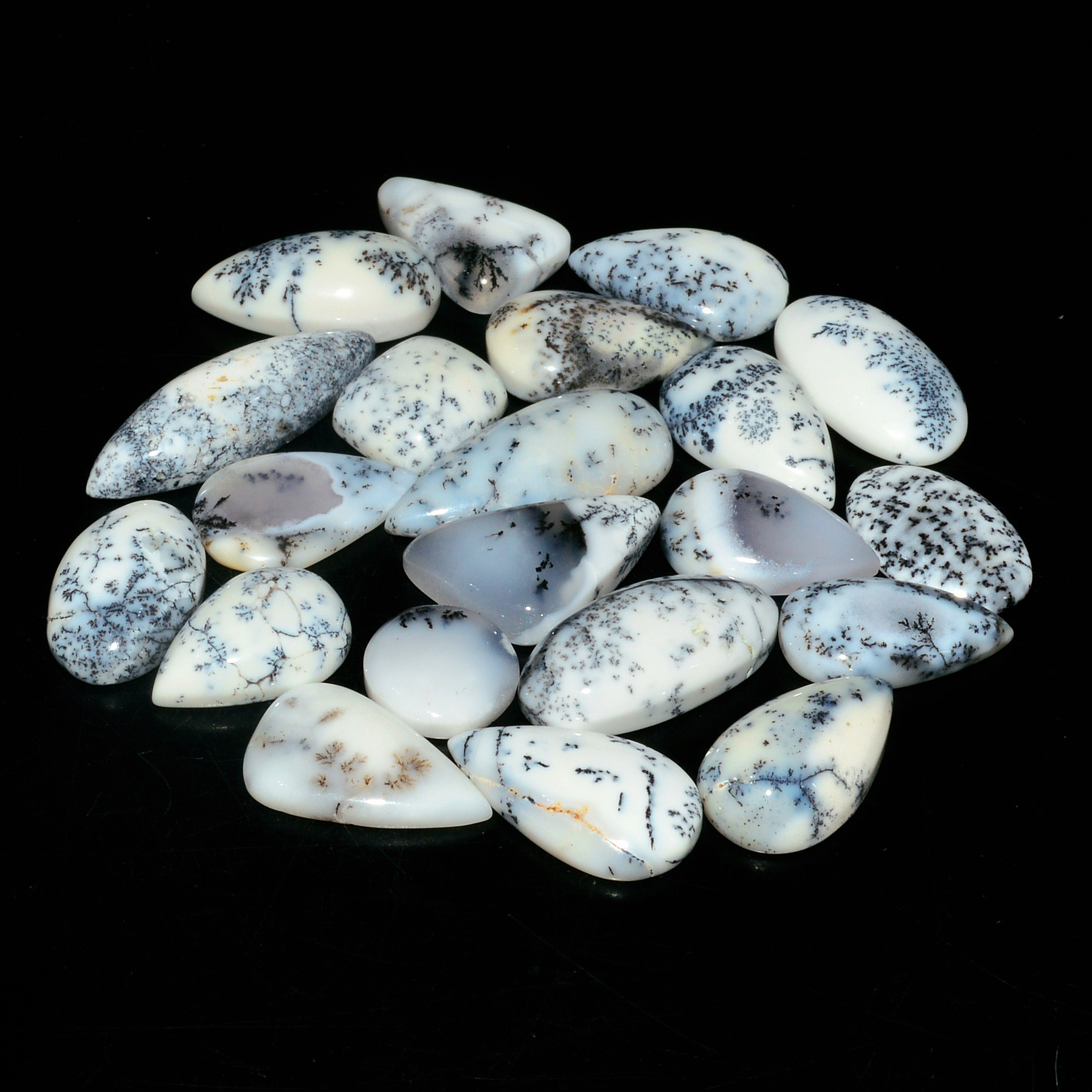 21 Piece 130Cts Natural Dendrite Agate Cabochon Gemstone lot 25x7  9x9mm 21 Piece 130Cts Natural Dendrite Agate Cabochon Gemstone lot 25x7  9x9mm 19170