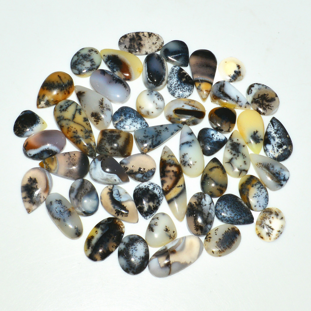 Image of 47 Piece156CtsNatural Dendrite Agate Cabochon Gemstone lot 16x12  12x12mm #19173