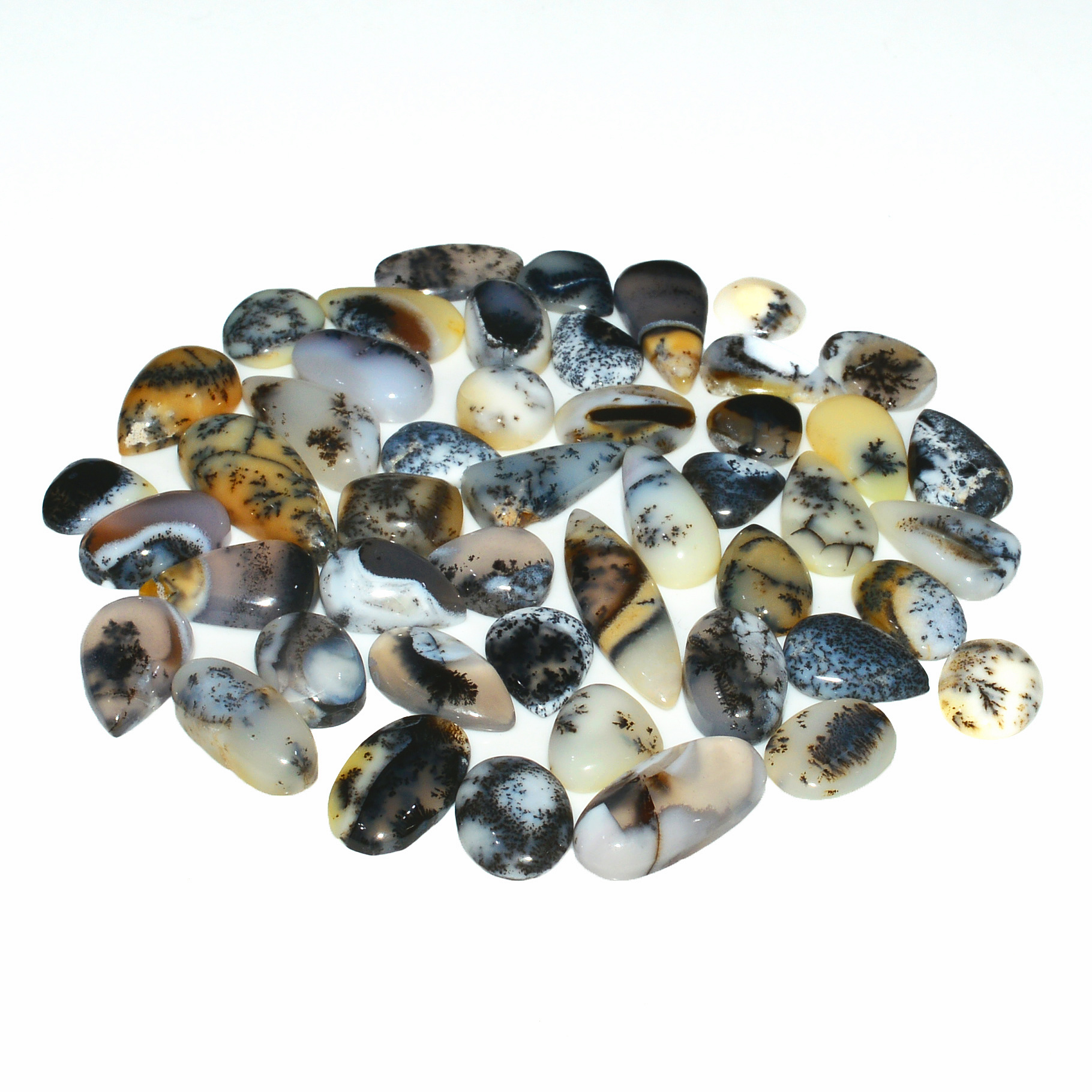47 Piece156CtsNatural Dendrite Agate Cabochon Gemstone lot 16x12 12x12mm 19173