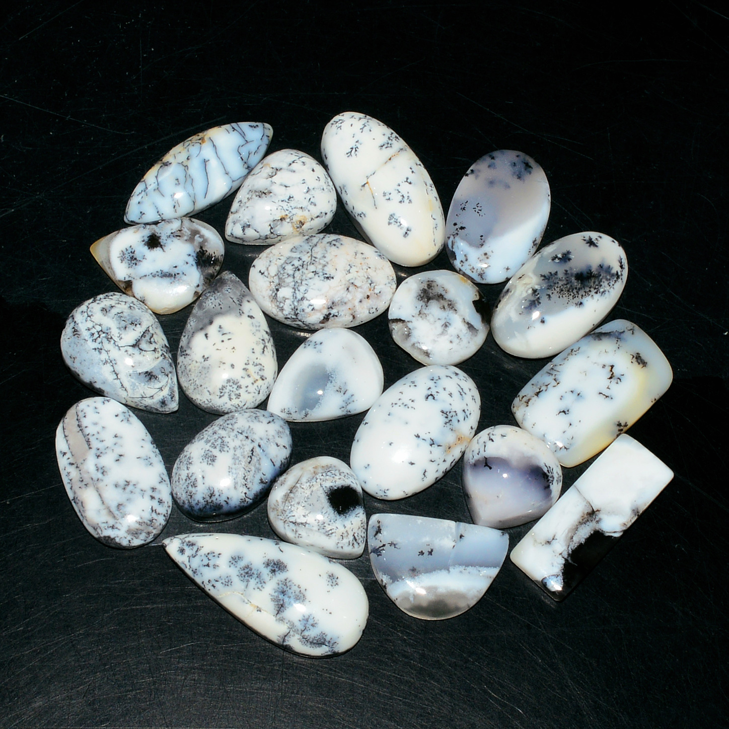 20 Piec 149Cts Natural Dendrite Agate Cabochon Gemstone lot 20x9 10x10mm 19175