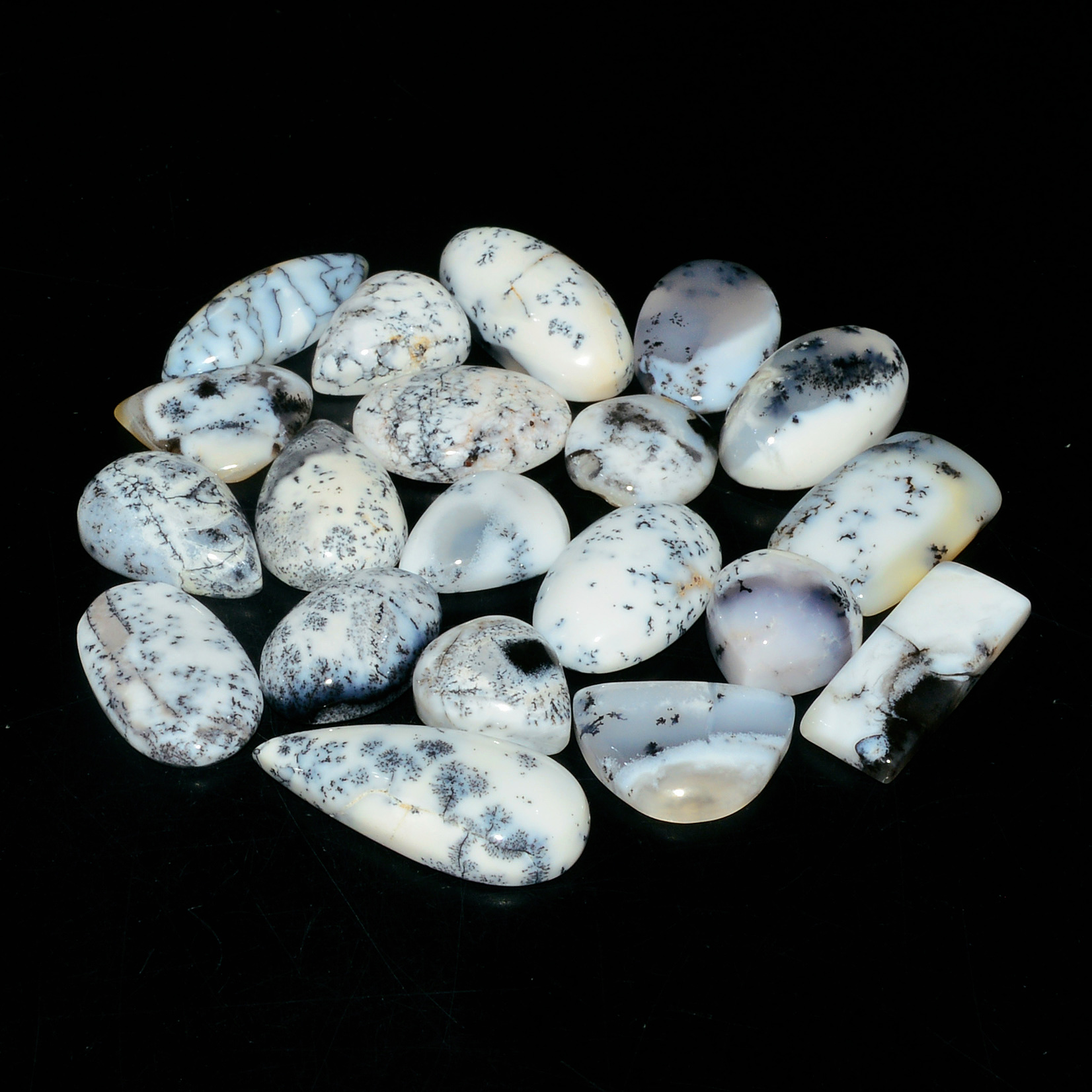 20 Piec 149Cts Natural Dendrite Agate Cabochon Gemstone lot 20x9 10x10mm 19175