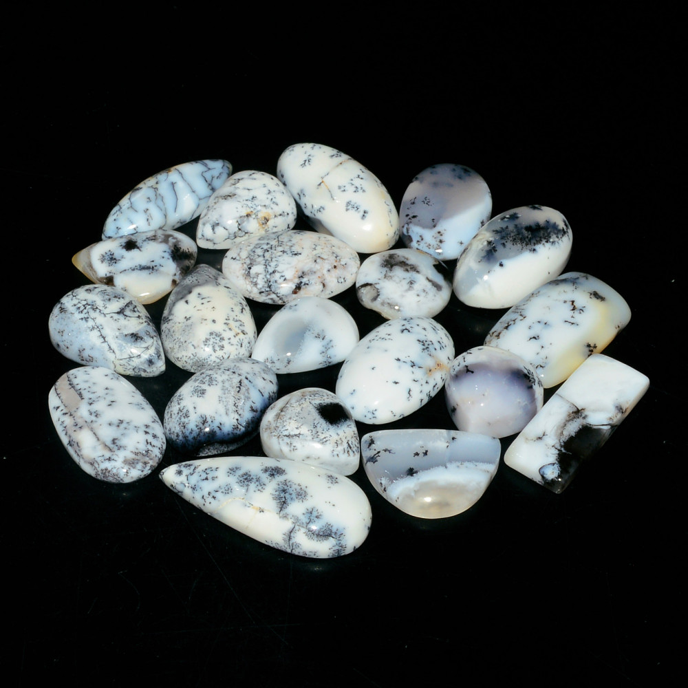 Image of 20 Piec 149Cts Natural Dendrite Agate Cabochon Gemstone lot 20x9  10x10mm #19175