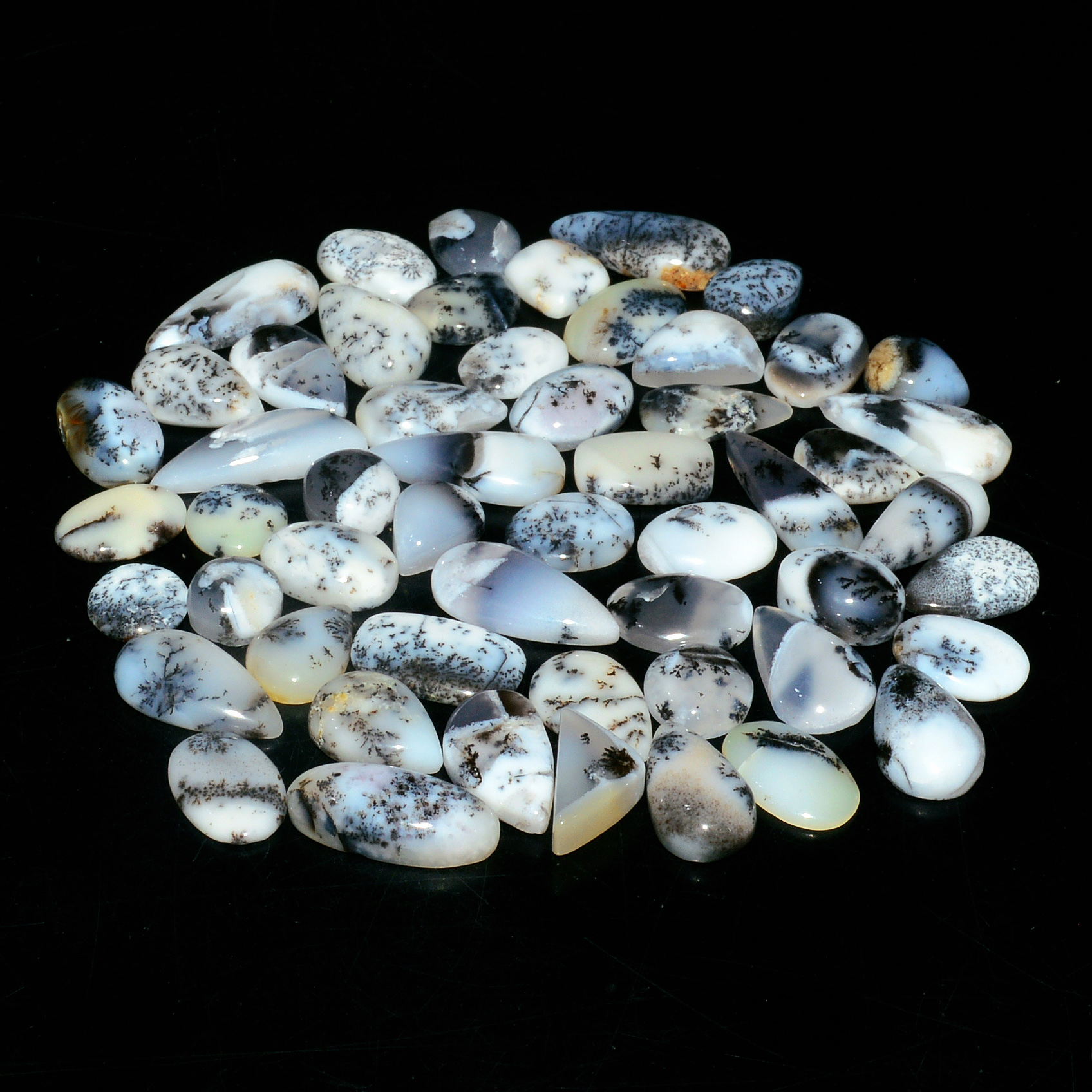 54 Piece 135Cts Natural Dendrite Agate Cabochon Gemstone lot 9x6 5x5mm 19176
