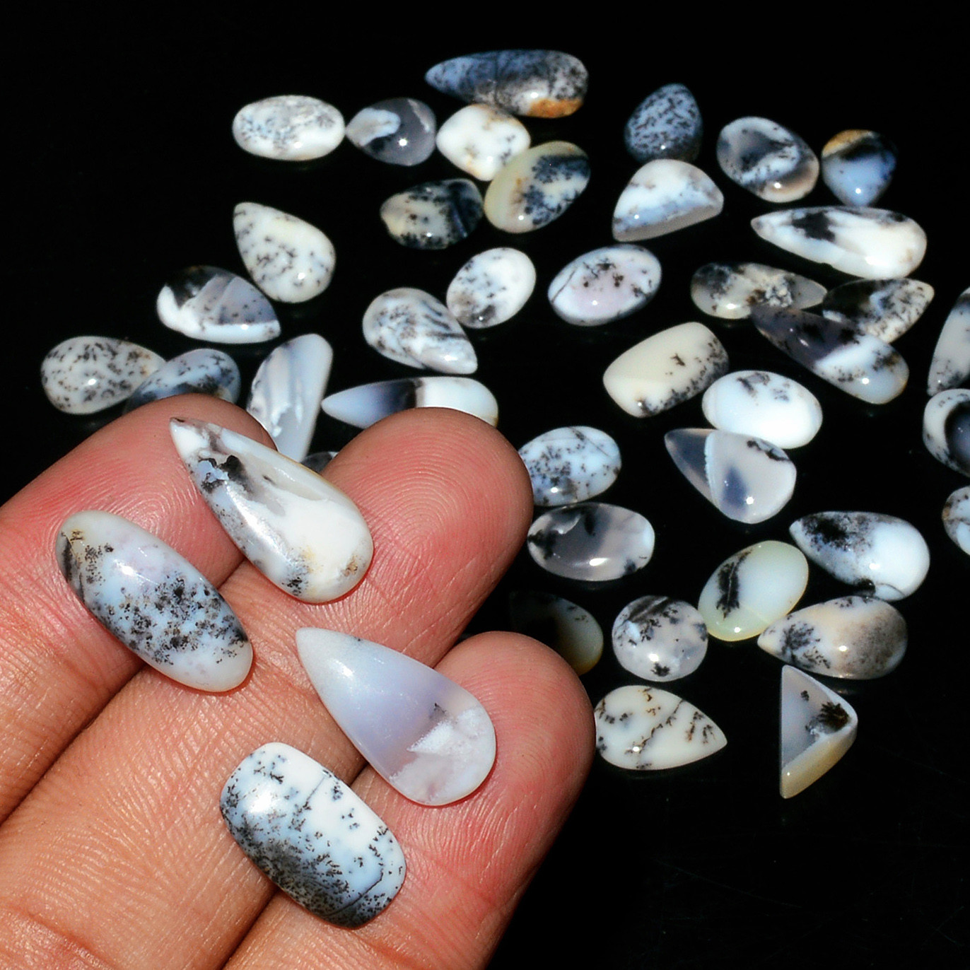 54 Piece 135Cts Natural Dendrite Agate Cabochon Gemstone lot 9x6 5x5mm 19176
