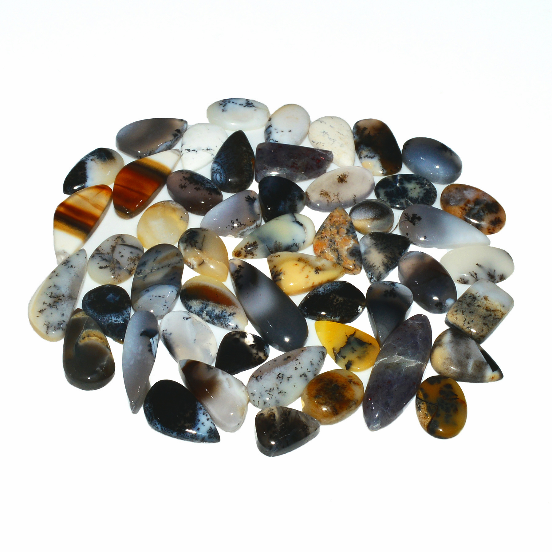 50 Piece 187Cts Natural Dendrite Agate Cabochon Gemstone lot 20x6 6x6mm 19178