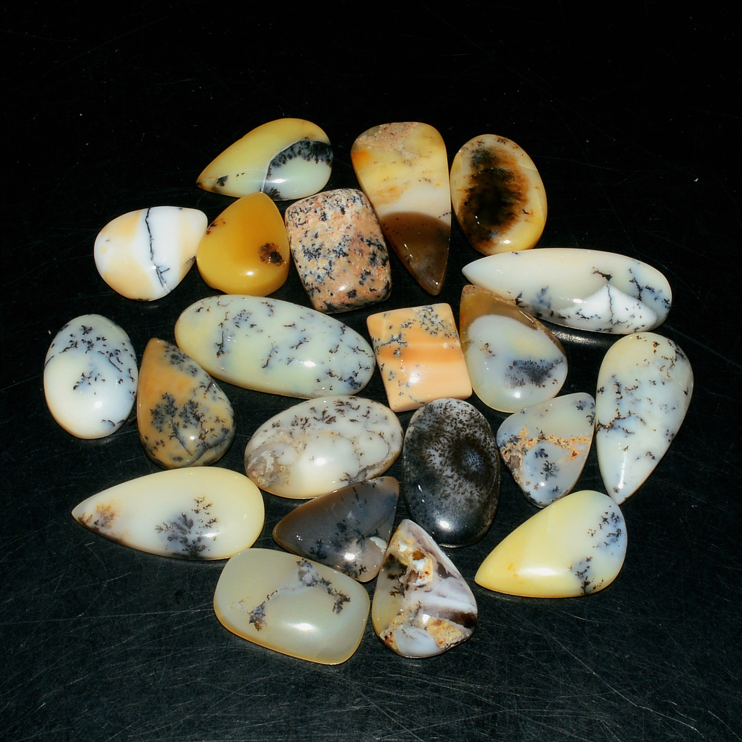 21 Piece 123Cts Natural Dendrite Agate Cabochon Gemstone lot 23x8 10x8mm 19179