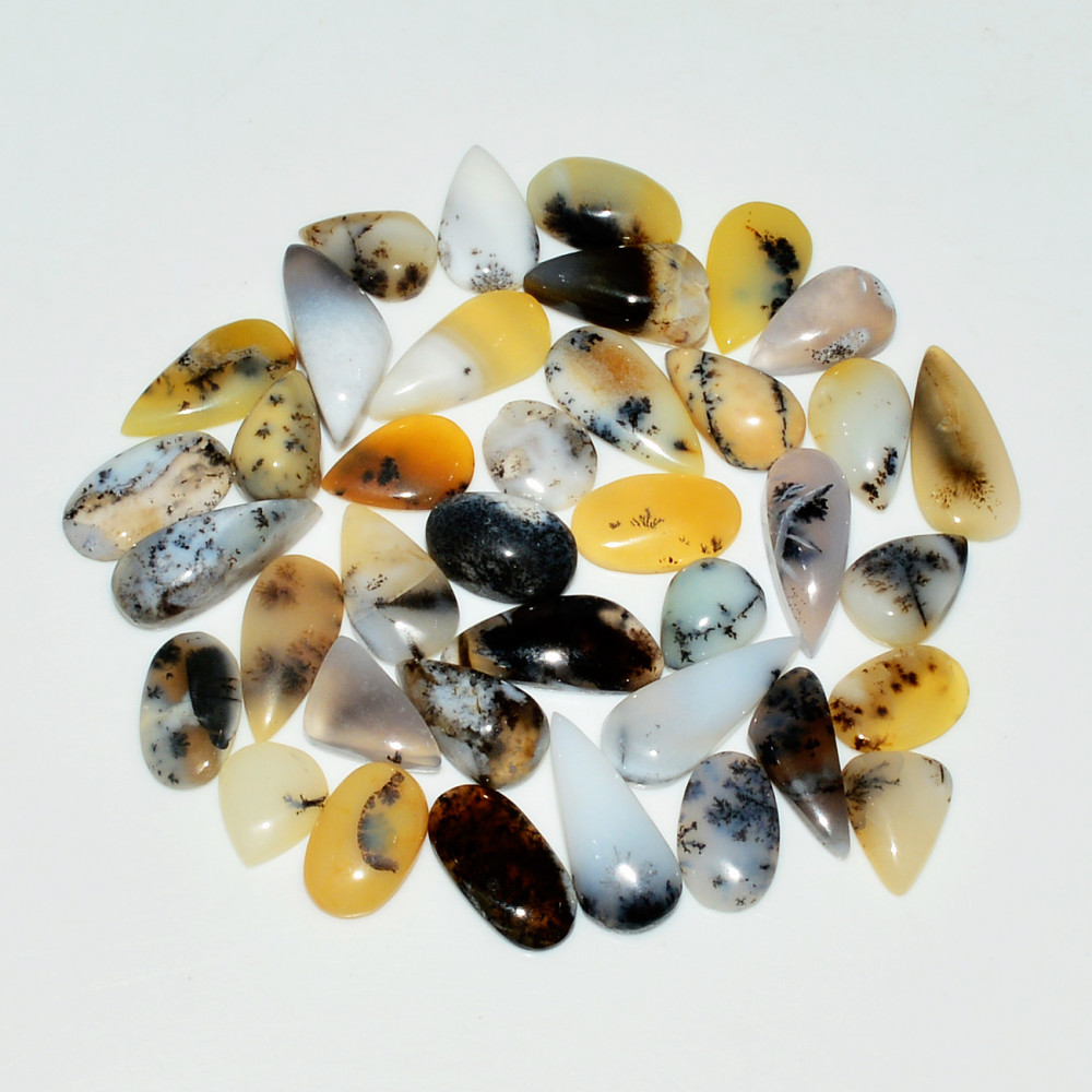 Image of 38 Piece 73.5Cts Natural Dendrite Agate Cabochon Gemstone lot 14x5 5x5mm #19180