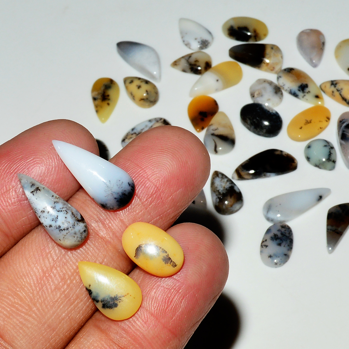 38 Piece 735Cts Natural Dendrite Agate Cabochon Gemstone lot 14x5 5x5mm 19180