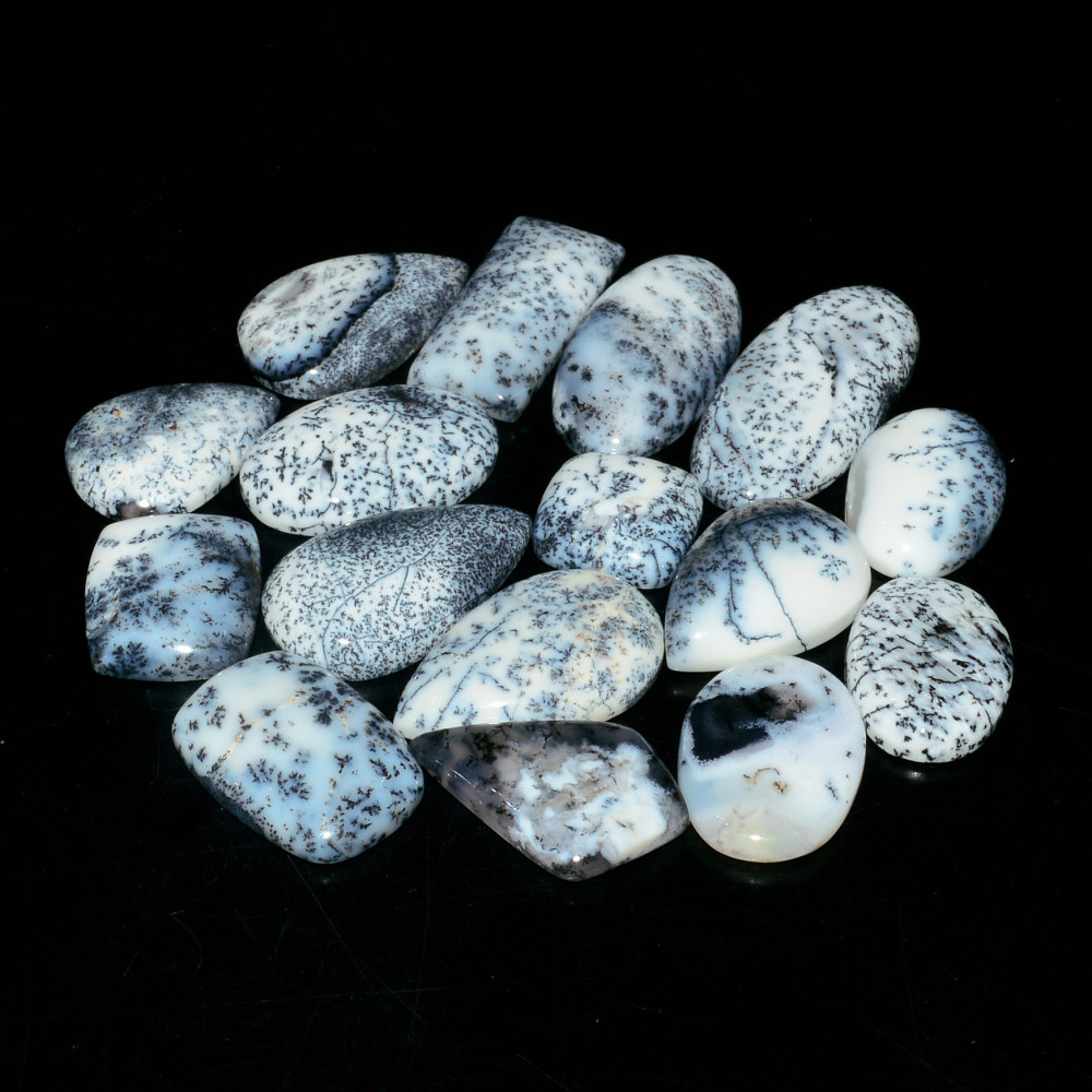 Image of 16 Piece184CtsNatural Dendrite Agate Cabochon Gemstone lot 30x13  12x12mm #19183