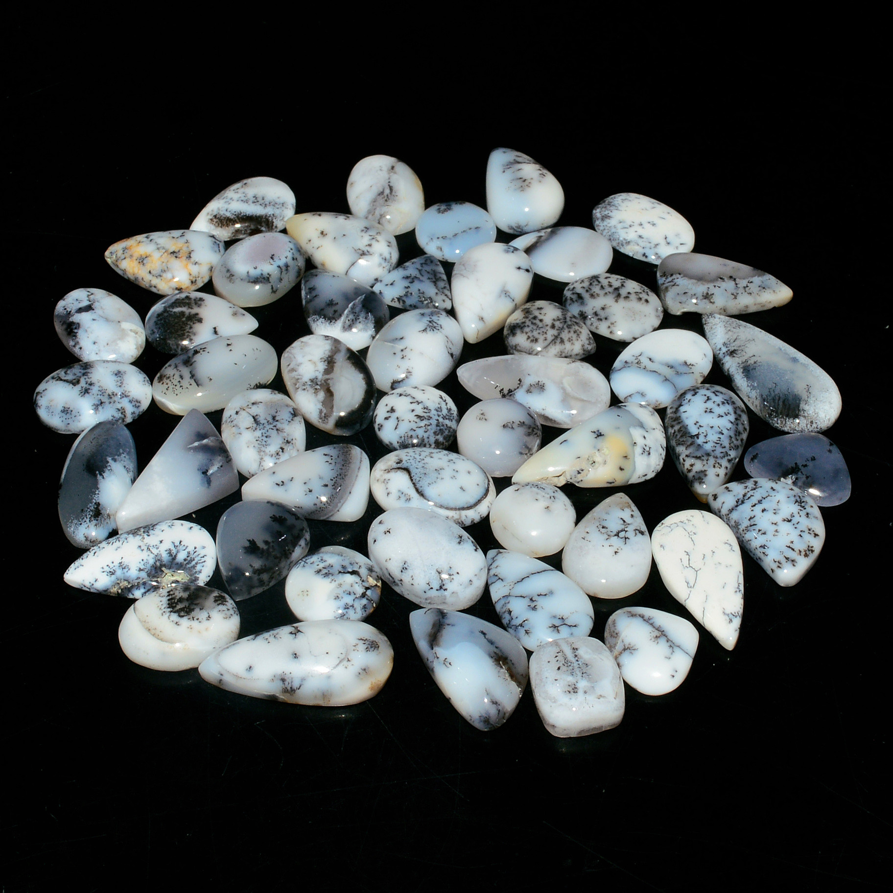 48 Piece 146Cts Natural Dendrite Agate Cabochon Gemstone lot 12x7 7x7mm 19184
