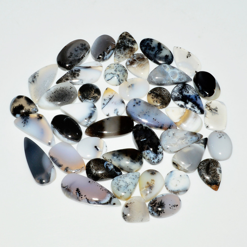Image of 41 Piece 203Cts Natural Dendrite Agate Cabochon Gemstone lot 21x7  7x7mm #19187