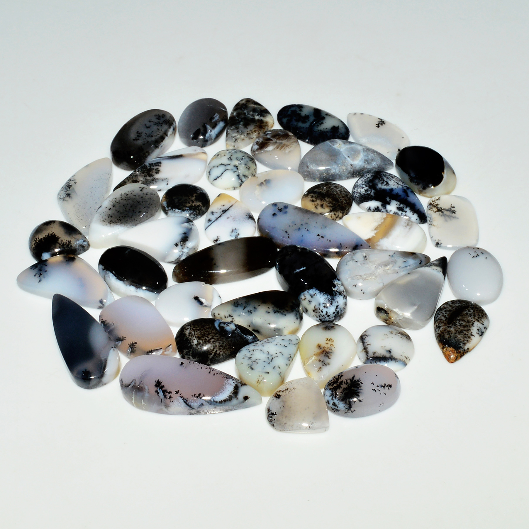 41 Piece 203Cts Natural Dendrite Agate Cabochon Gemstone lot 21x7  7x7mm 19187