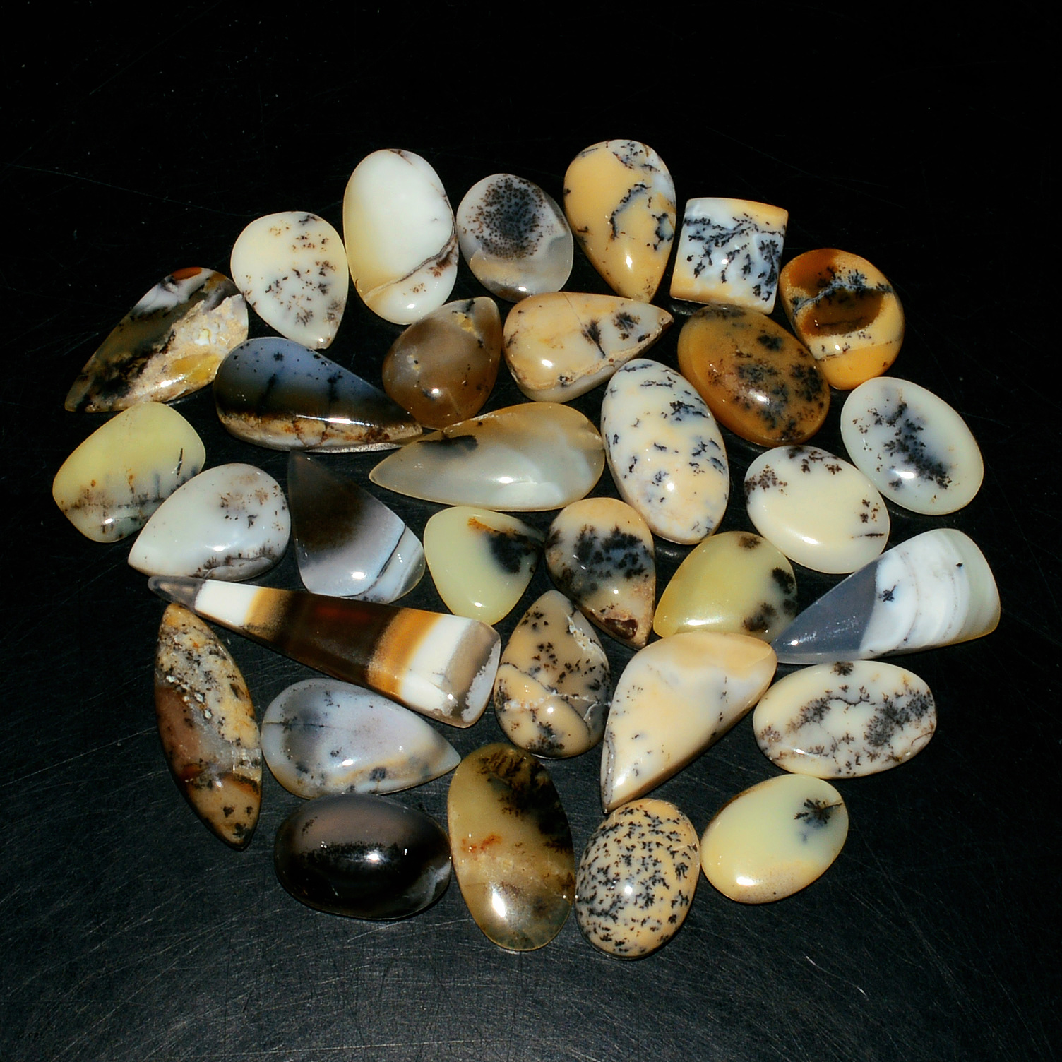 32 Piece 138Cts Natural Dendrite Agate Cabochon Gemstone lot 31x7  8x9mm 19191