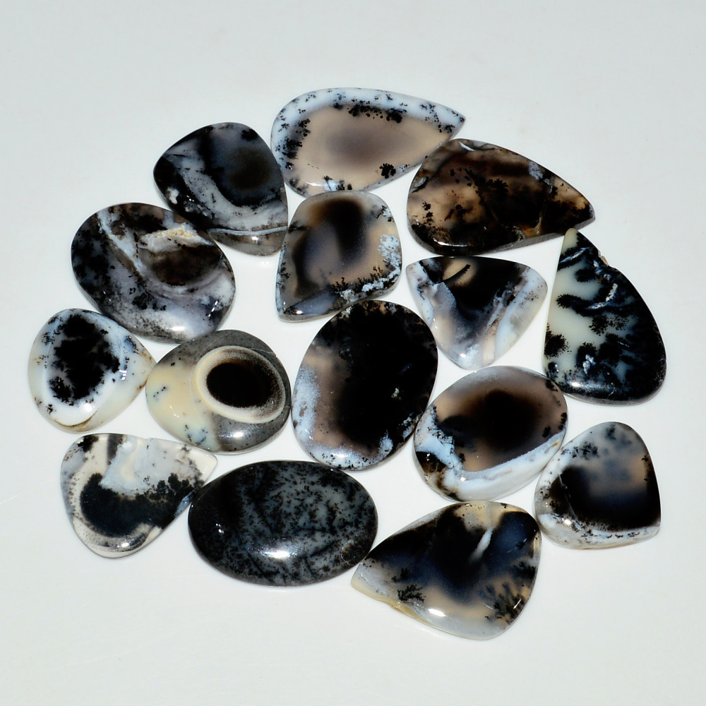Image of 15 Piece250CtsNatural Dendrite Agate Cabochon Gemstone lot 27x18  16x16mm #19192
