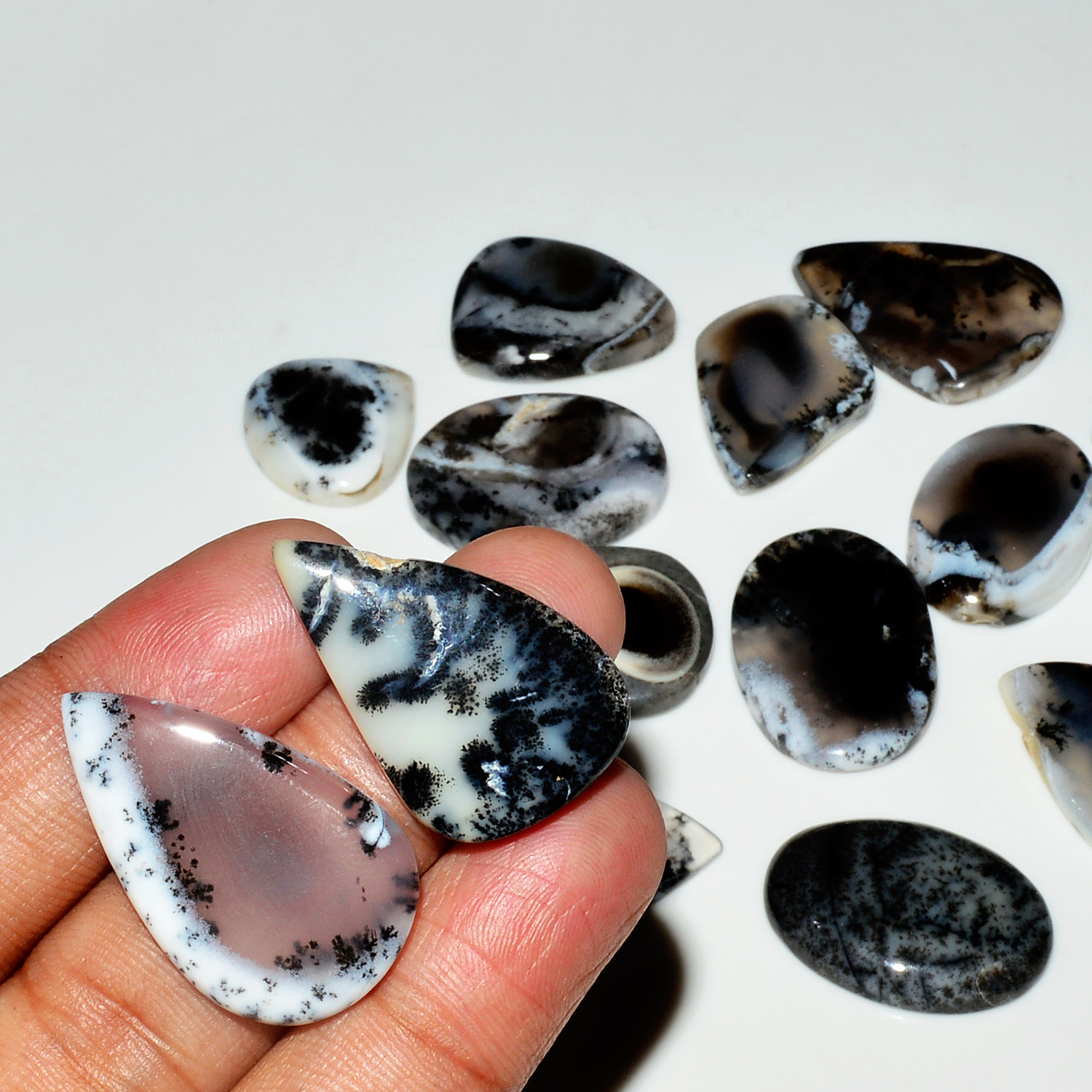 15 Piece250CtsNatural Dendrite Agate Cabochon Gemstone lot 27x18  16x16mm 19192