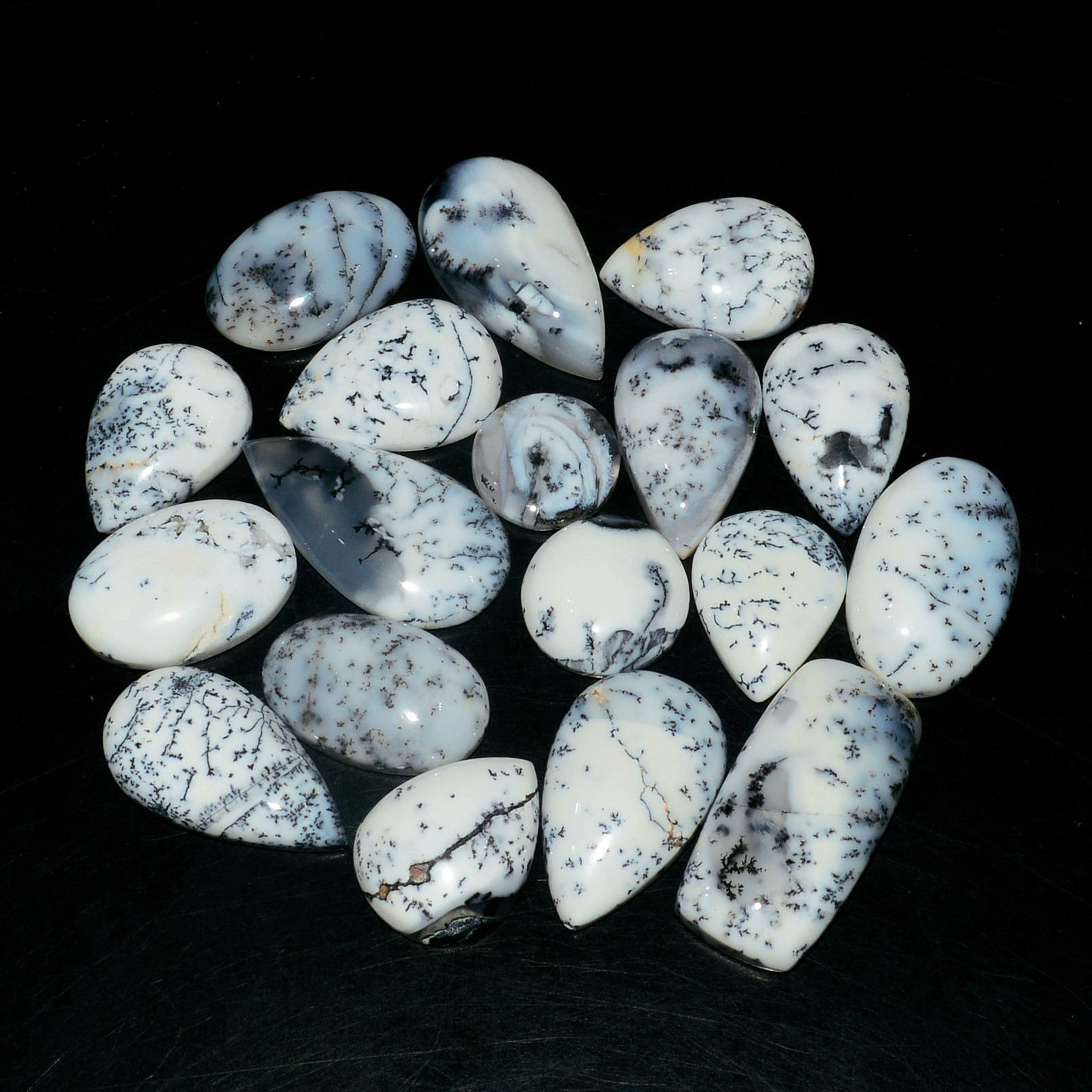 18 Piece214CtsNatural Dendrite Agate Cabochon Gemstone lot 27x12  11x11mm 19201