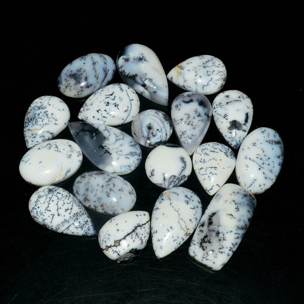 Image of 18 Piece214CtsNatural Dendrite Agate Cabochon Gemstone lot 27x12  11x11mm #19201
