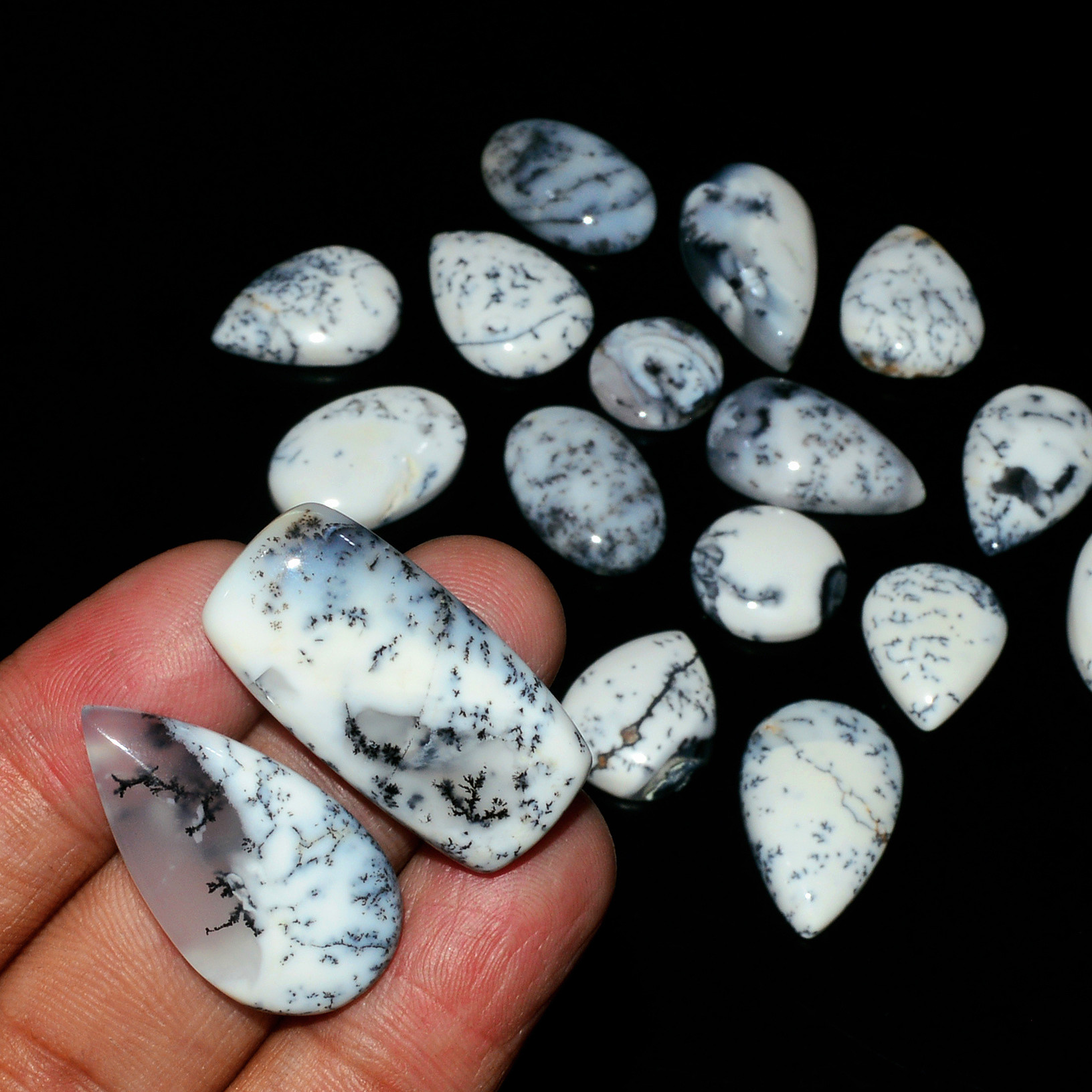 18 Piece214CtsNatural Dendrite Agate Cabochon Gemstone lot 27x12  11x11mm 19201