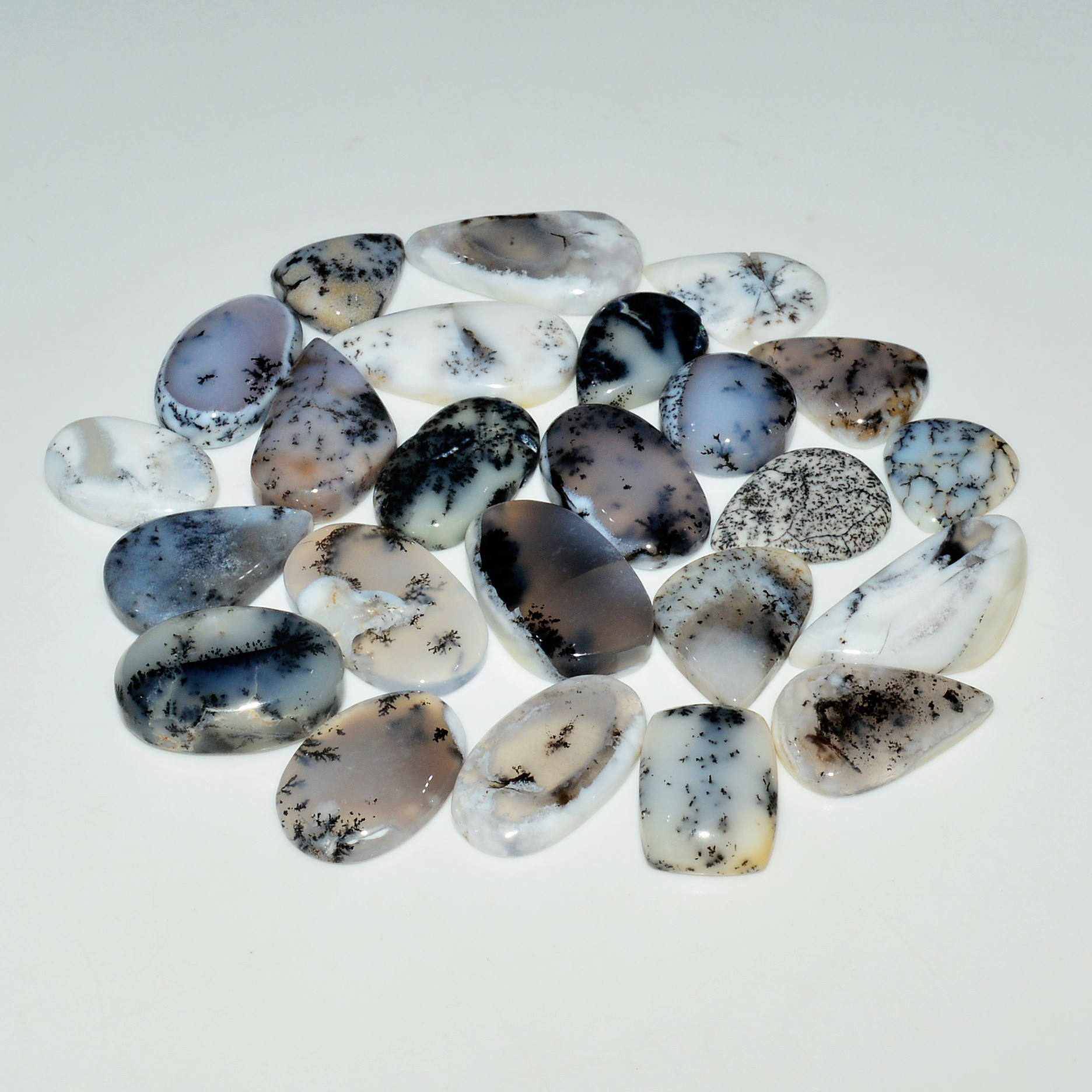 24 Piece212CtsNatural Dendrite Agate Cabochon Gemstone lot 24x11  12x11mm 19203