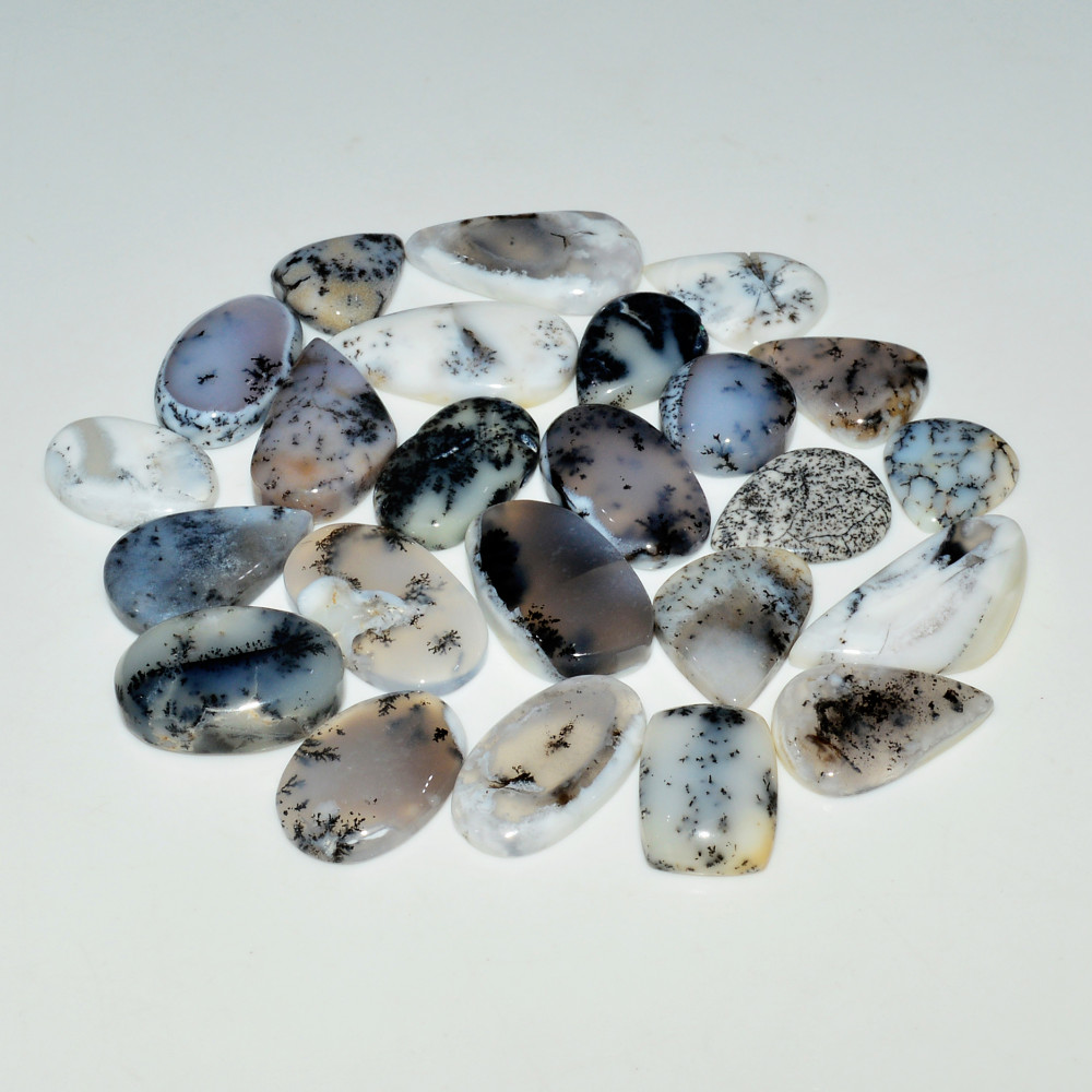 Image of 24 Piece212CtsNatural Dendrite Agate Cabochon Gemstone lot 24x11  12x11mm #19203
