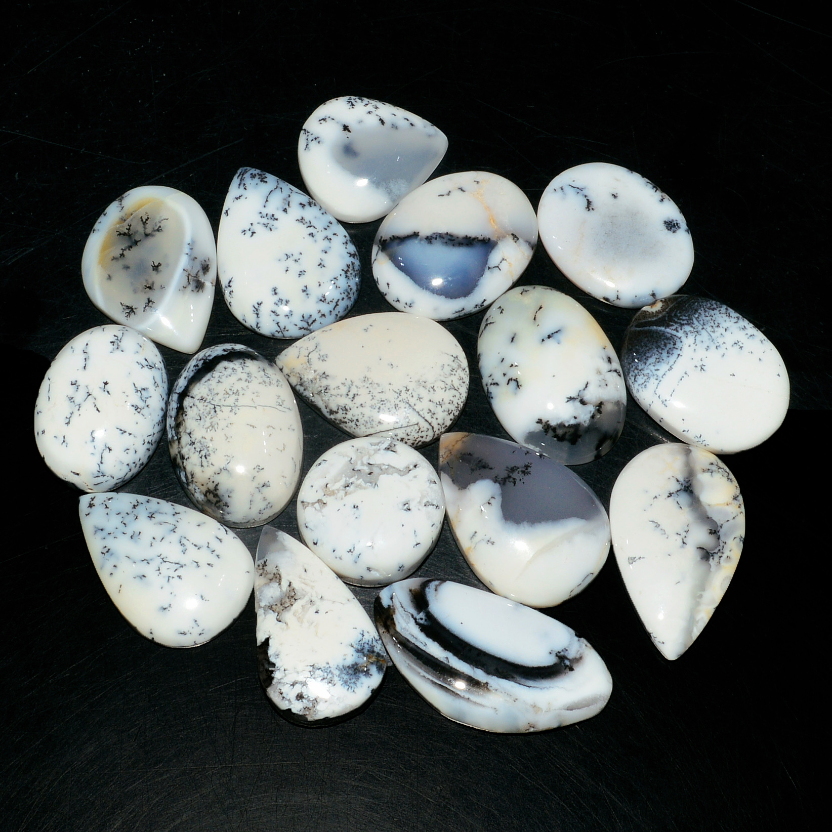 16 Piece239CtsNatural Dendrite Agate Cabochon Gemstone lot 23x15  15x15mm 19204