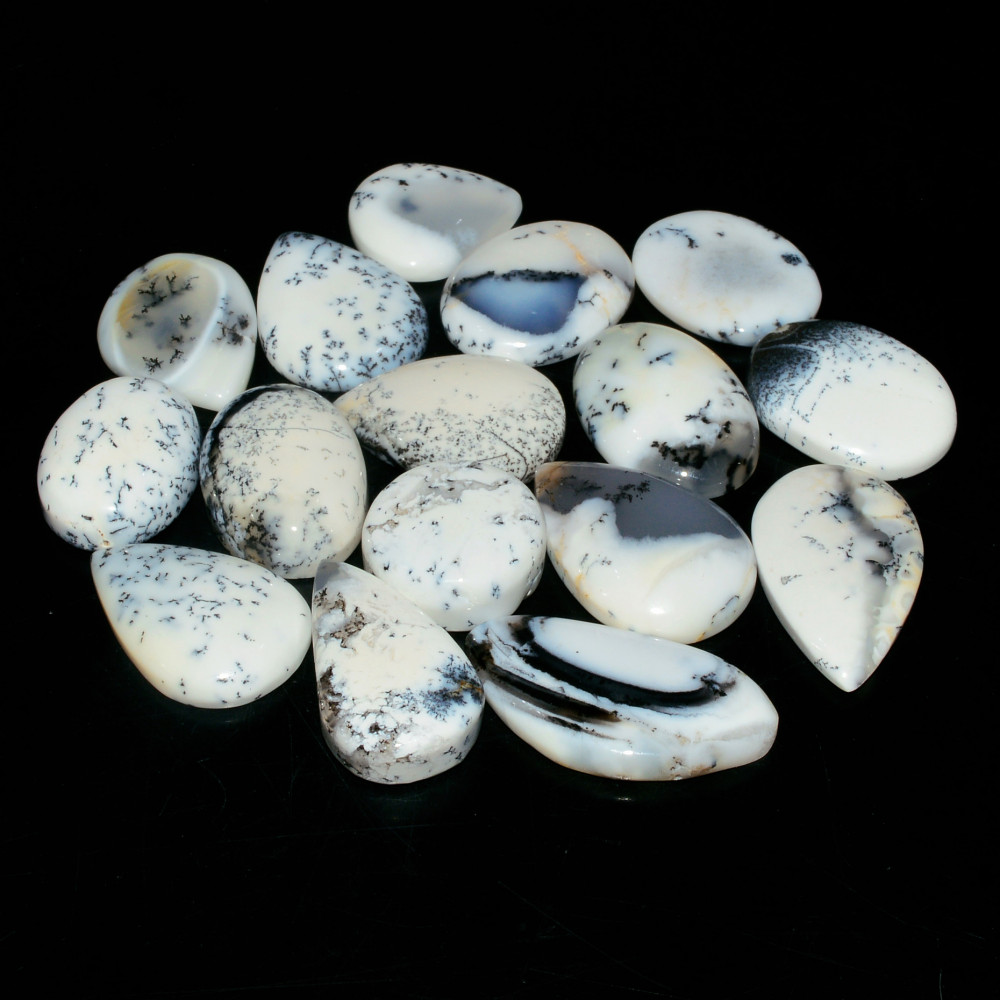 Image of 16 Piece239CtsNatural Dendrite Agate Cabochon Gemstone lot 23x15  15x15mm #19204