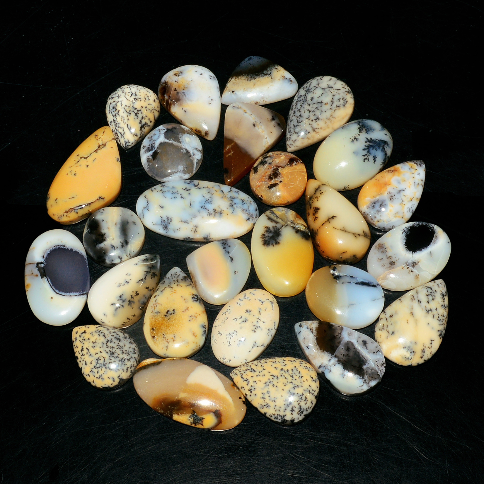 26 Piece196CtsNatural Dendrite Agate Cabochon Gemstone lot 22x11 11x11mm 19205