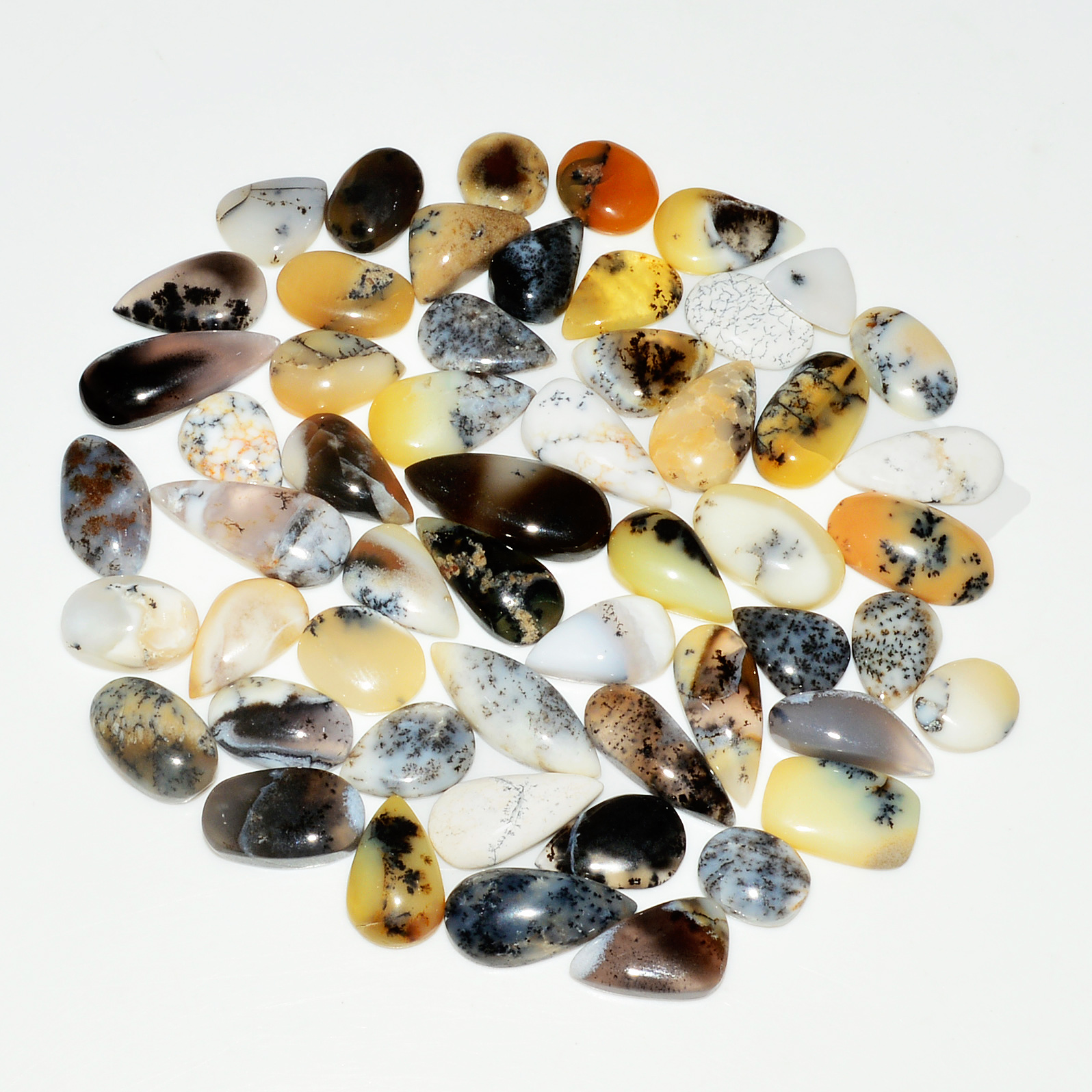 54 Piece1425CtsNatural Dendrite Agate Cabochon Gemstone lot 12x6  6x6mm 19207