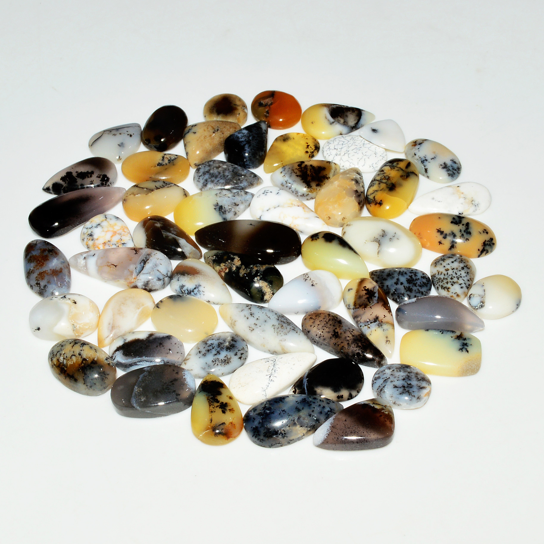 54 Piece1425CtsNatural Dendrite Agate Cabochon Gemstone lot 12x6  6x6mm 19207