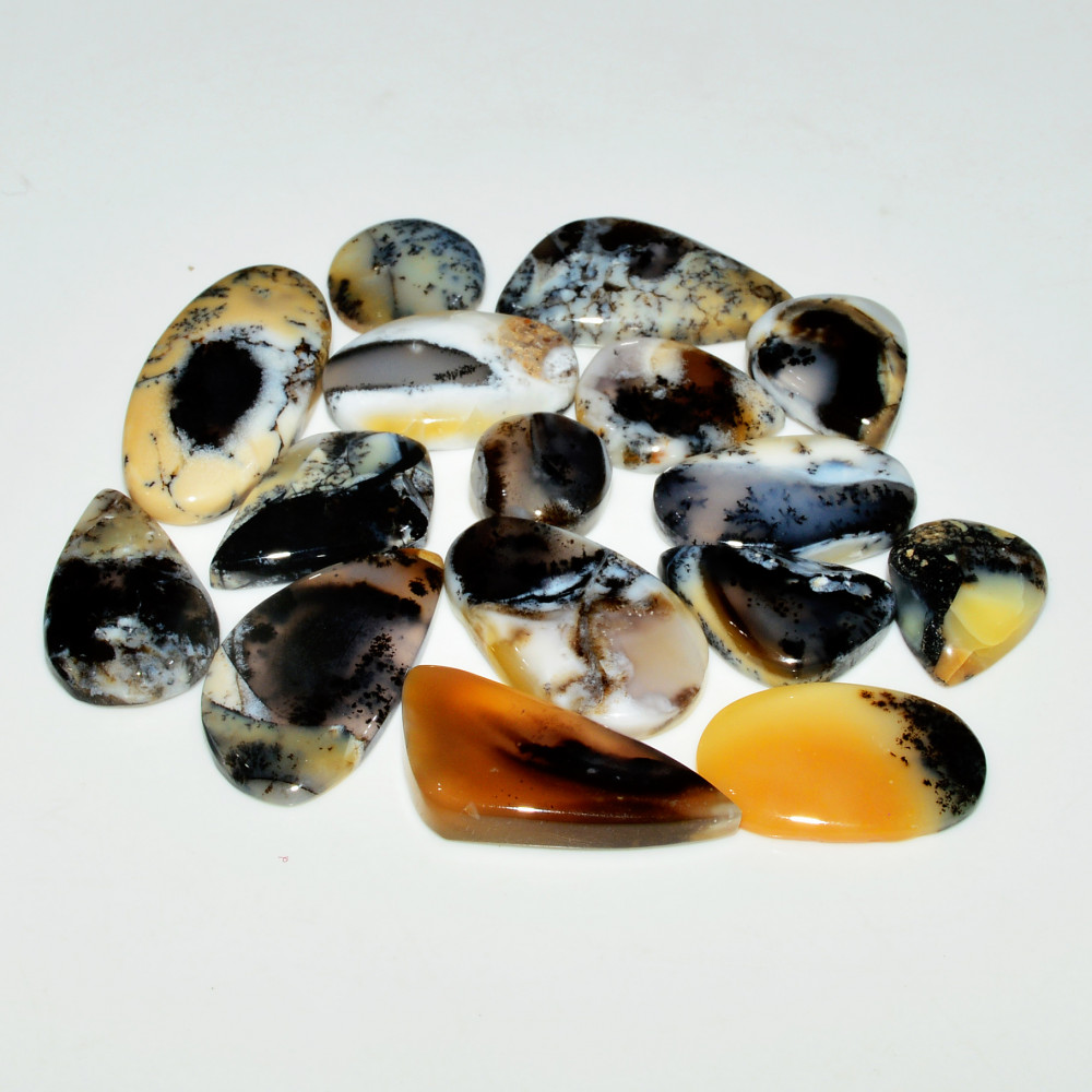 Image of 16 Piece175CtsNatural Dendrite Agate Cabochon Gemstone lot 28x13  10x10mm #19208